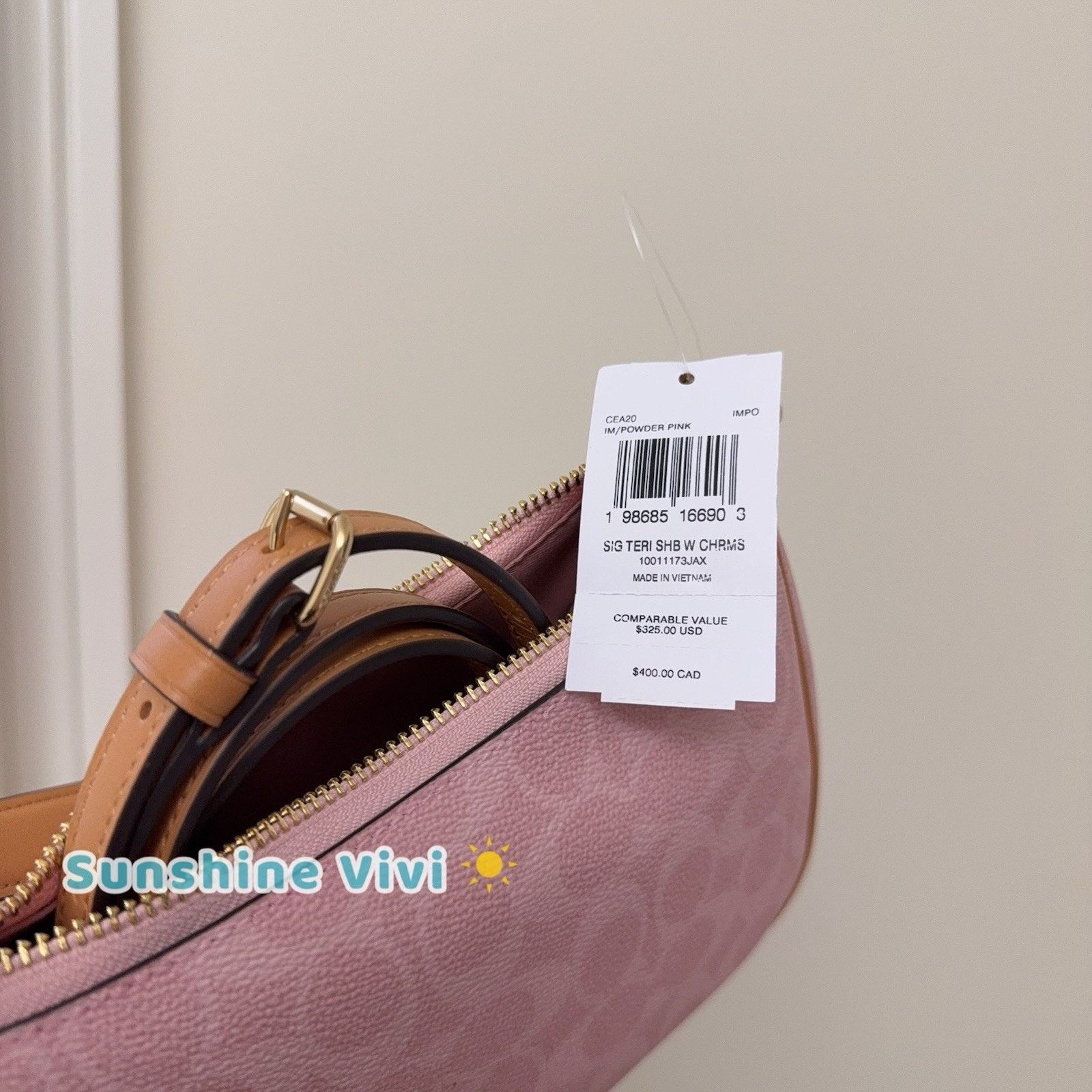 Coach NWT Coach Gold Powder Pink Teri Shoulder Bag Charms CEA20 Size ONE SIZE - 5 Thumbnail