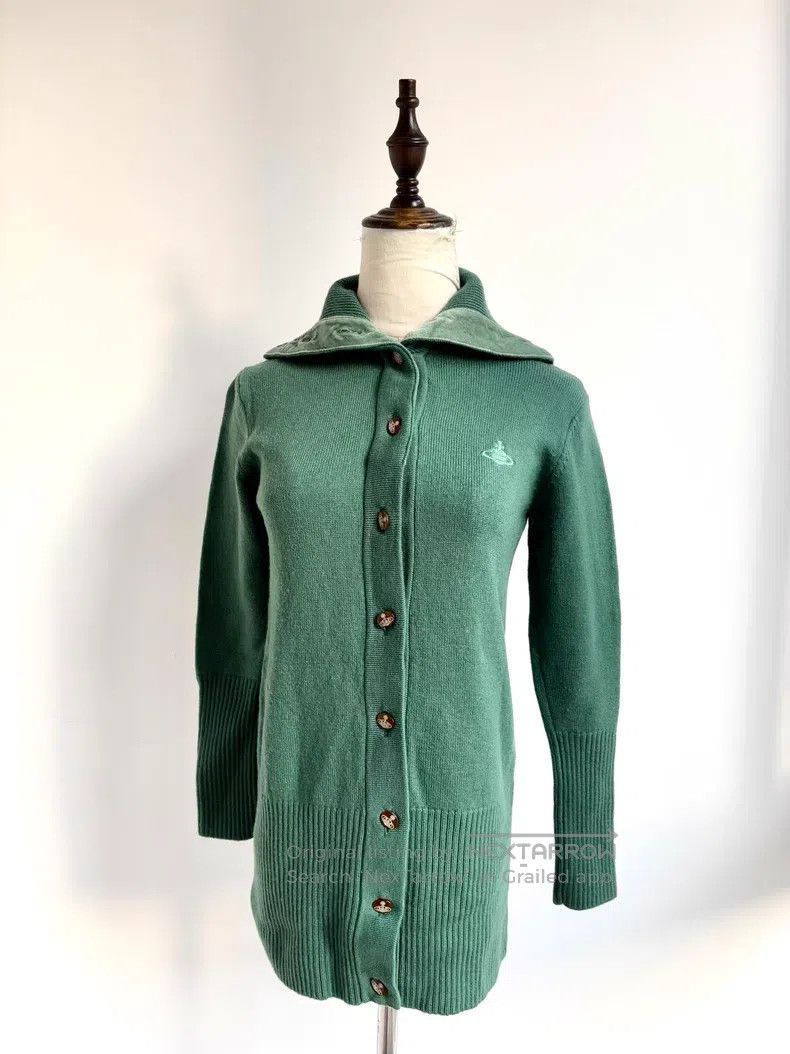 Vivienne Westwood Vivienne Westwood Green and Velvet Long Saturn Button Knit Size L / US 10 / IT 46 - 2 Thumbnail