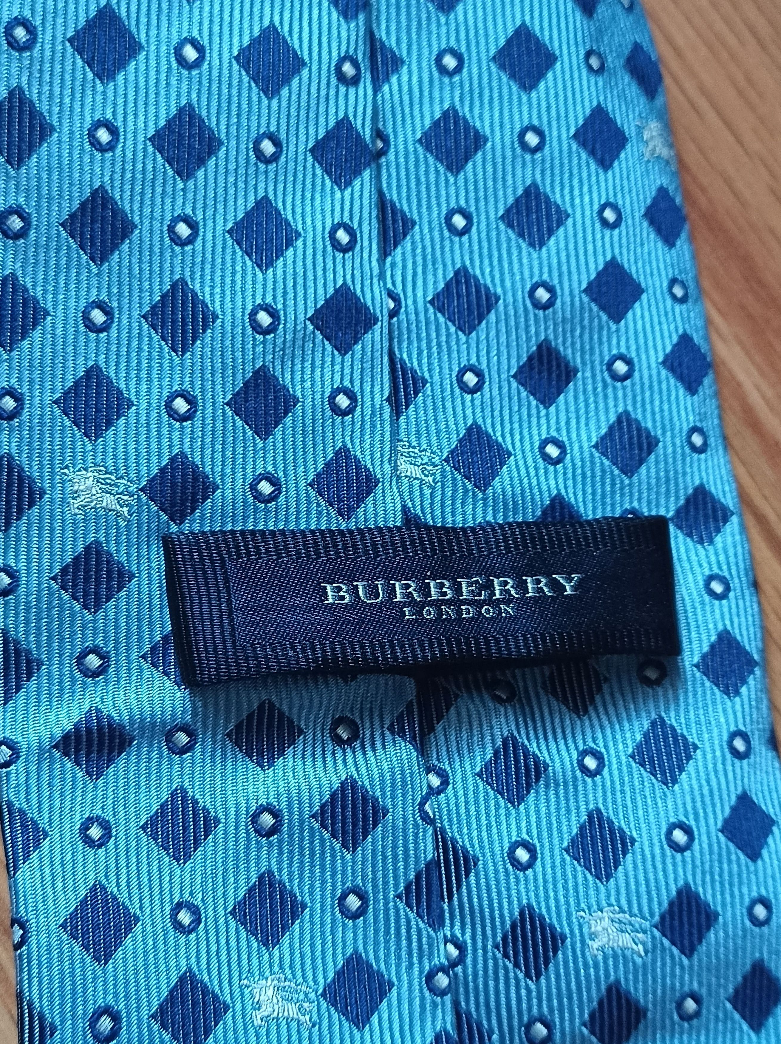 Burberry BURBERRY London Blue Monogram Logo Silk Mens Tie Size ONE SIZE - 6 Thumbnail