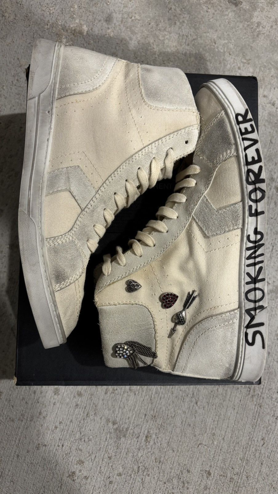 Saint Laurent Paris Saint Laurent Paris “Smoking Forever” High Top Sneaker Size US 11 / EU 44 - 4 Thumbnail
