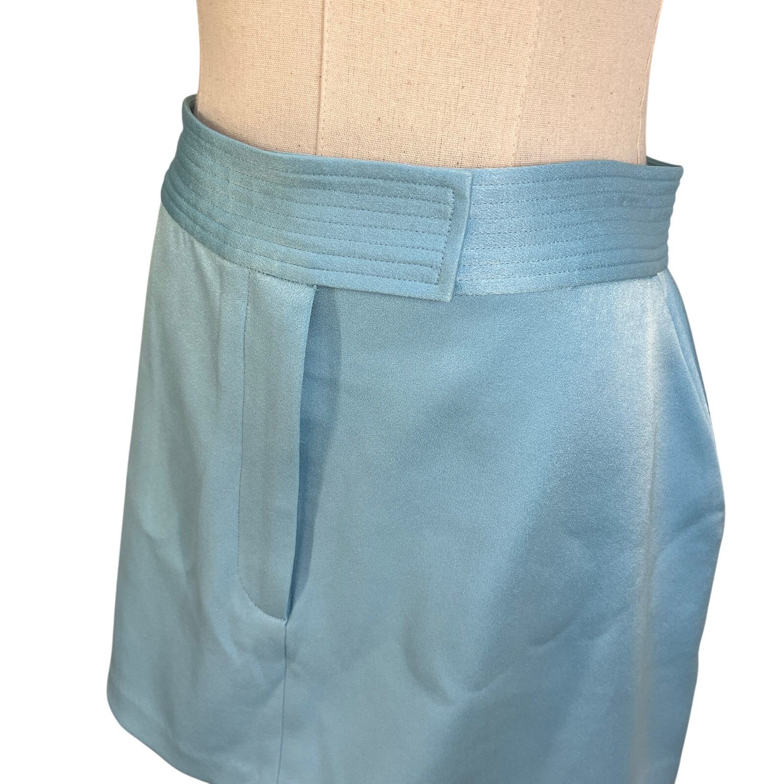 Alex Perry Alex Perry Lark Mini Skirt Blue Satin Crepe Size 32" / US 10 / IT 46 - 2 Thumbnail