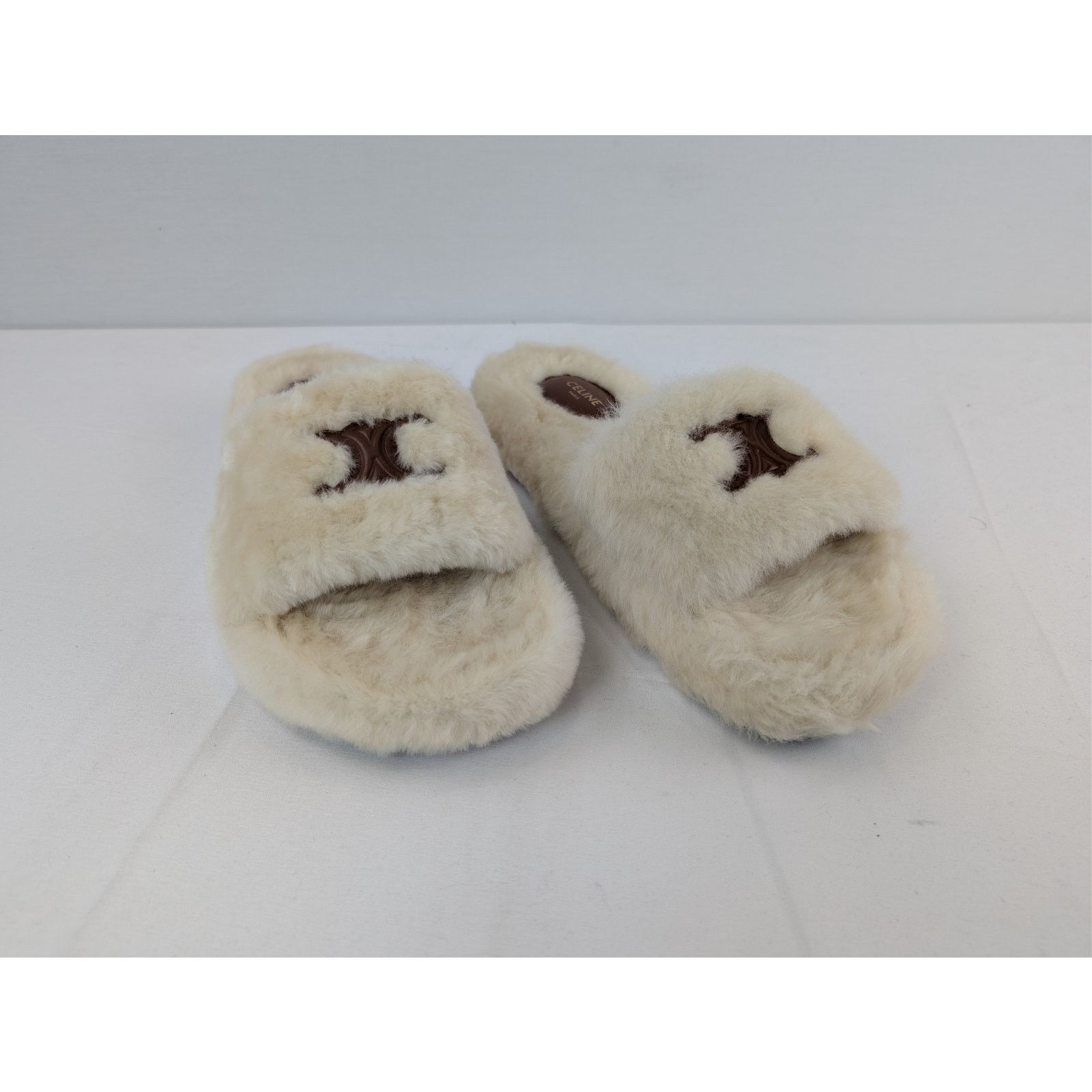 Celine o1rshd1 Fur Slides in Shearling Slide Slipper in Beige Size US 10 / IT 40 - 6 Thumbnail