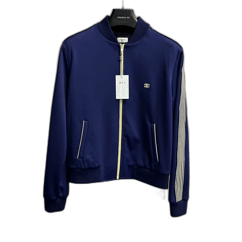 Celine Blue Logo Embroidered Stripe Stand Collar Jacket Size US S / EU 44-46 / 1 - 1 Thumbnail
