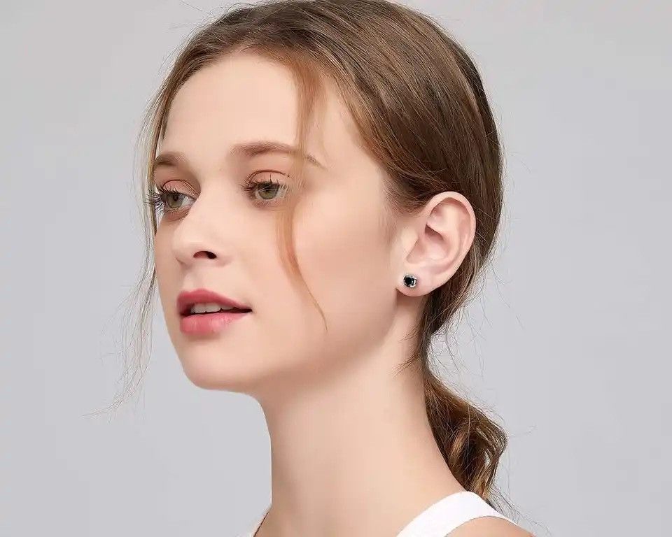 Jewelry 925 Silver 0.5 Carat Moissanite 4 Claws Round Black Earrings Size ONE SIZE - 4 Thumbnail