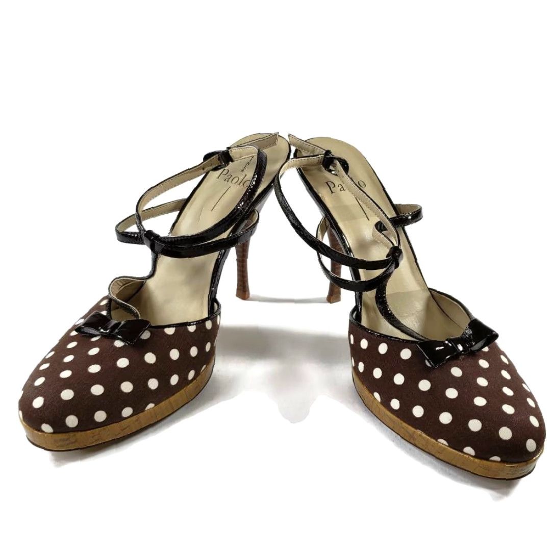 Vintage VINTAGE Linea Paolo Womens T Strap Sandal Brown Polka Dot High Heel Ankle Strap Size 10 M Size US 10 / IT 40 - 4 Thumbnail