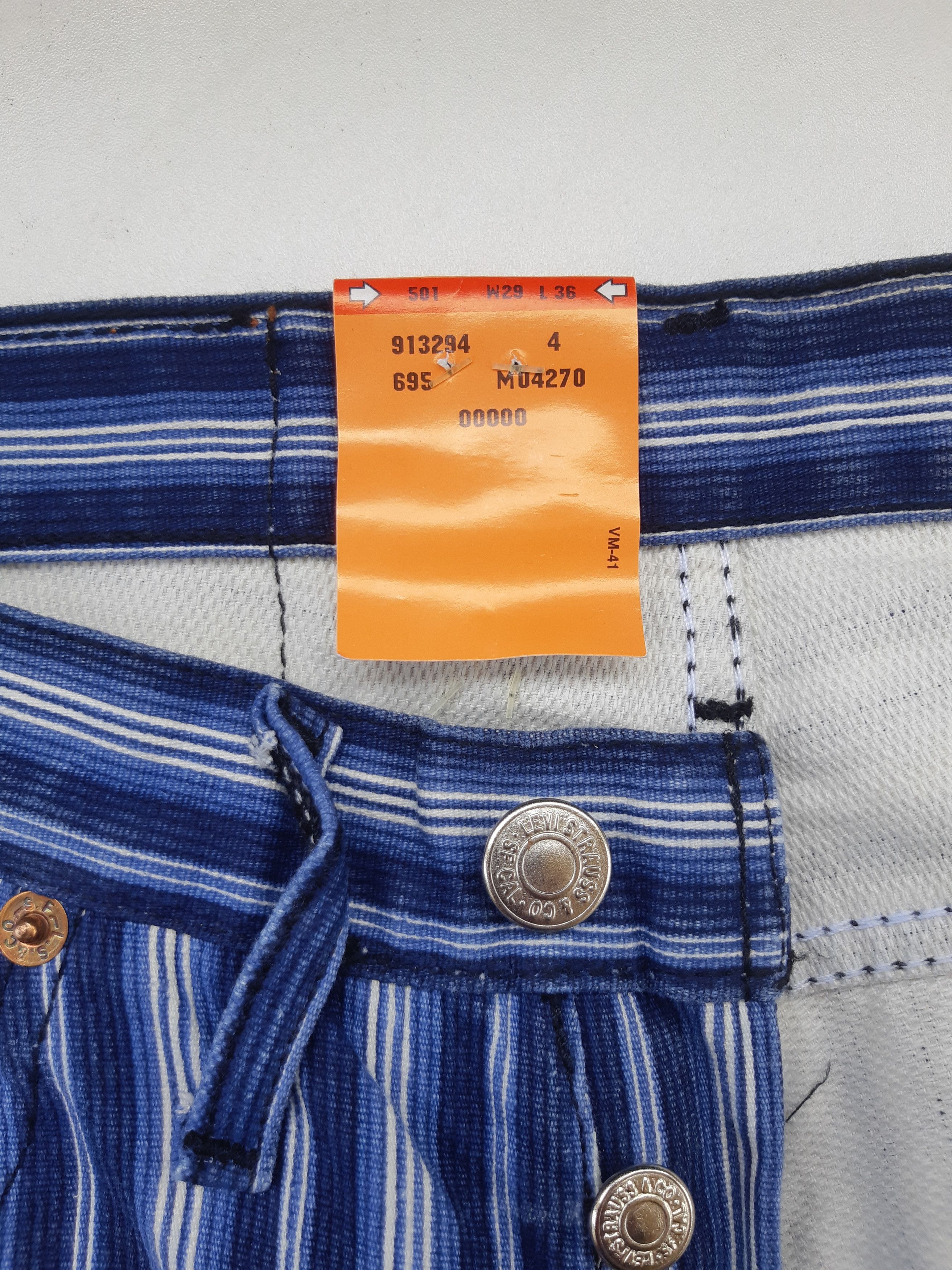 Levi's Vintage 90s LEVIS 501 Original Fit USA Hickory Stripe NWT Size 29" - 7 Thumbnail