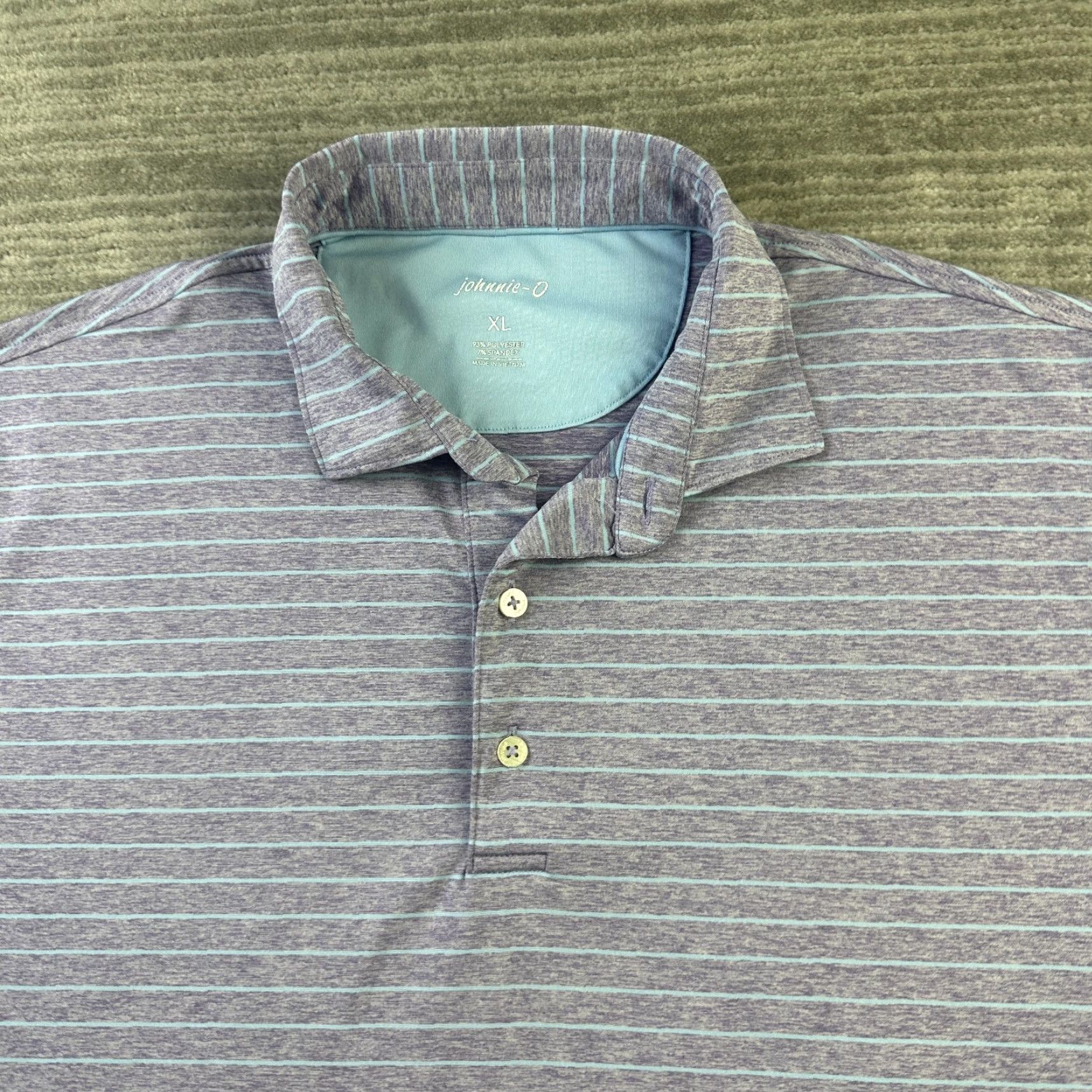johnnie-O Johnnie O Polo Shirt Mens XL Purple Striped Golf Performance Casual All Seasons Lightweight Stretch Logo Size US XL / EU 56 / 4 - 3 Thumbnail