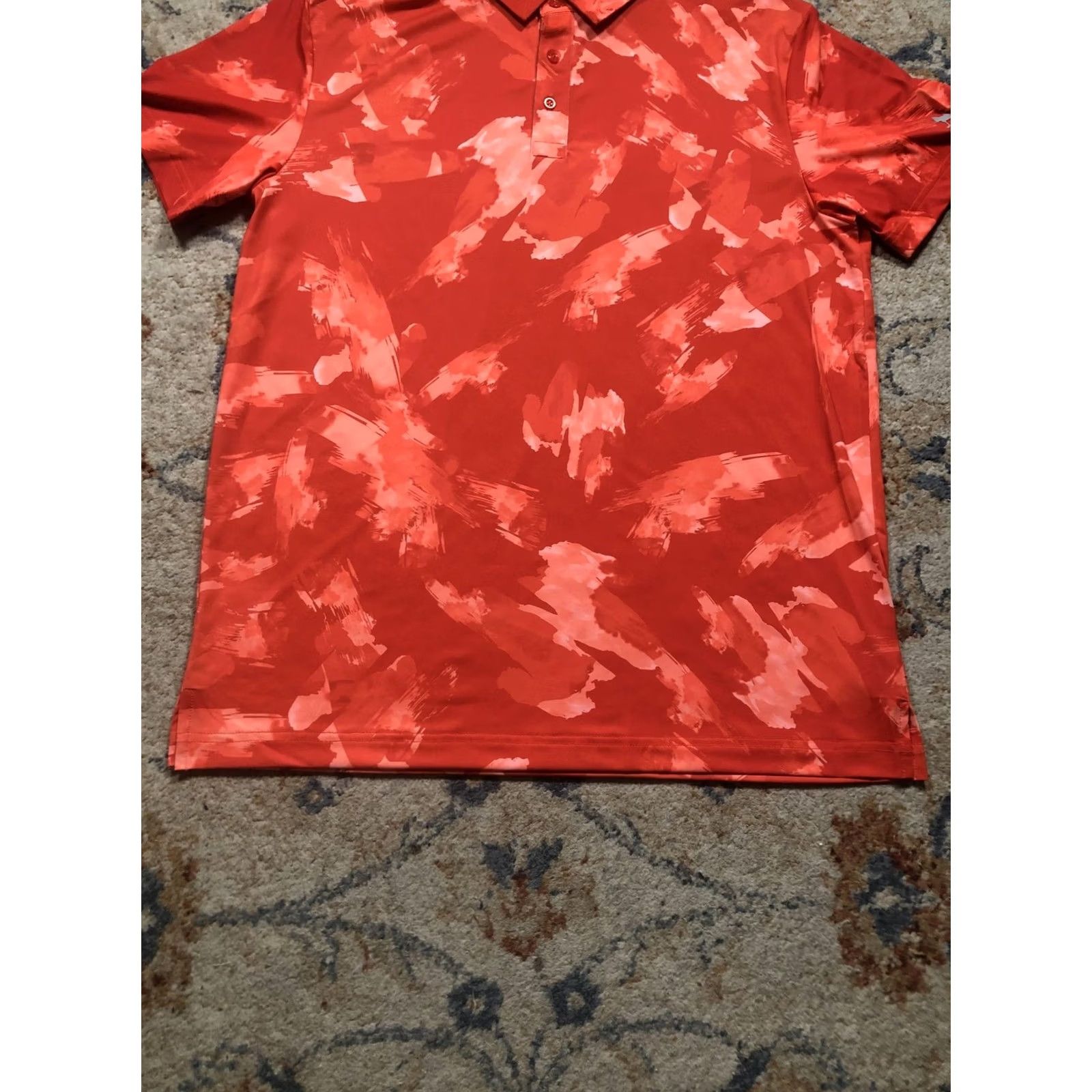 Vintage Birdie Bound Polo Shirt Mens M Red Orange Abstract Golf Stretch Print Short Sleeve Collared Graphic Print Size US M / EU 48-50 / 2 - 5 Thumbnail