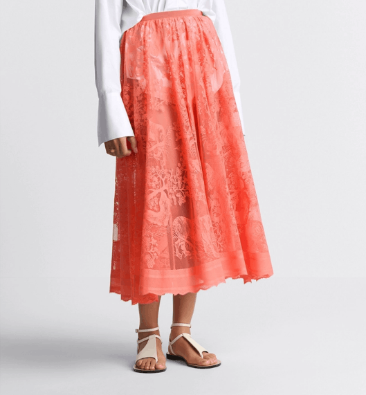 Dior o1w1db10925 441J75 Midi Skirt in Coral Size 27" / US 4 / IT 40 - 6 Thumbnail