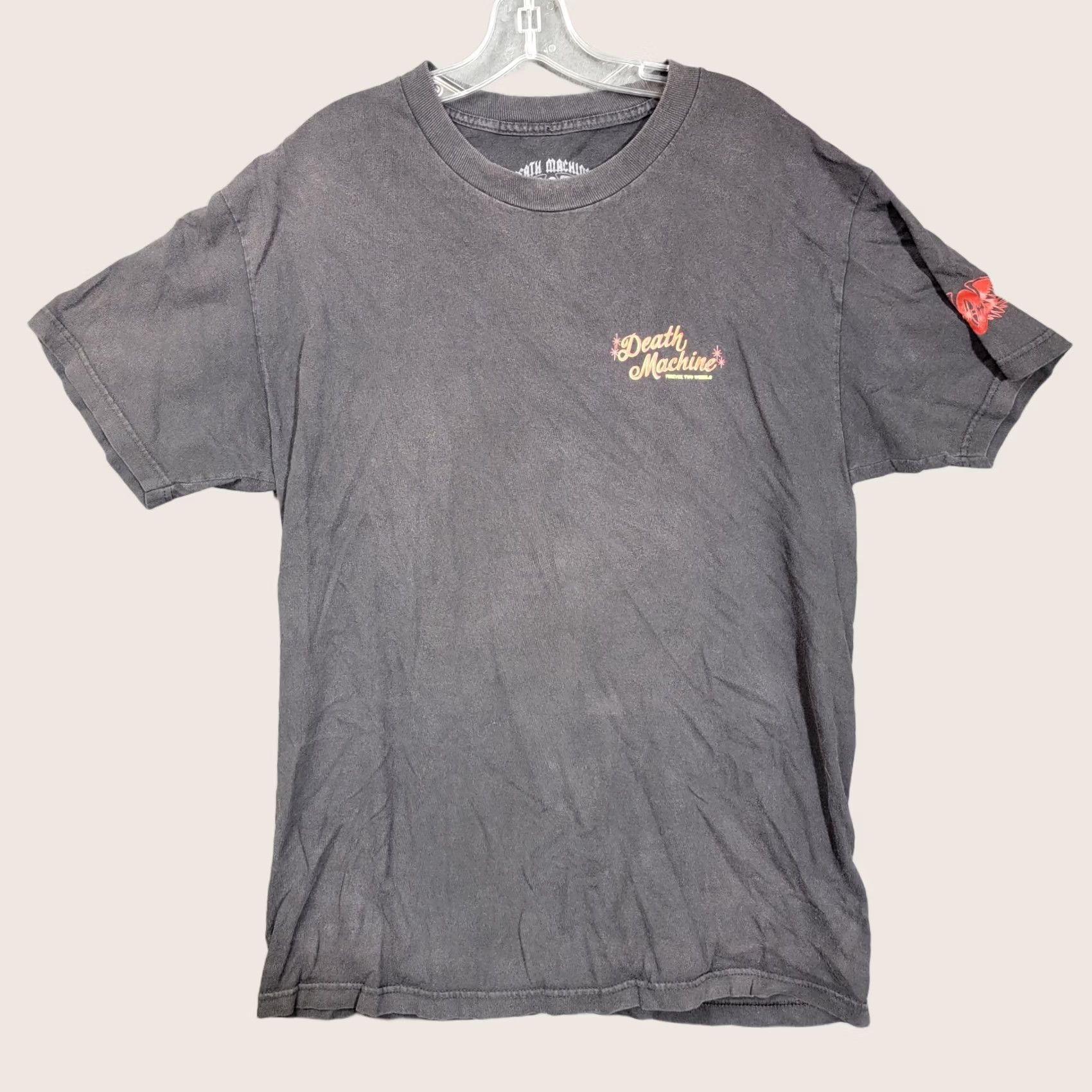 Forever 21 DEATH MACHINE Forever Two Wheels Motorcycle Shirt mens LARGE distressed Size US L / EU 52-54 / 3 - 1 Thumbnail