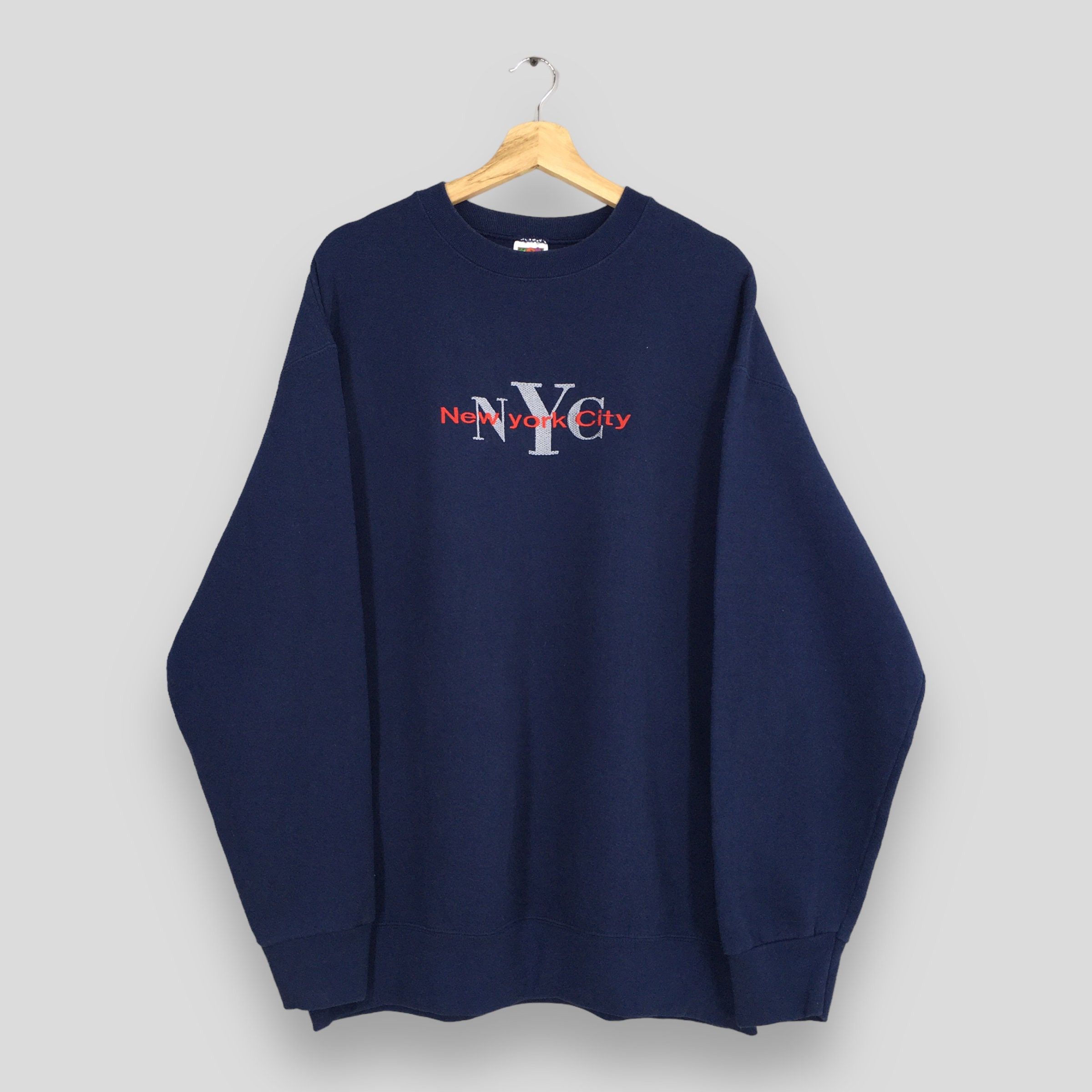 Fruit Of The Loom Vintage New York City Blue Sweatshirt XLarge Size US XL / EU 56 / 4 - 1 Thumbnail