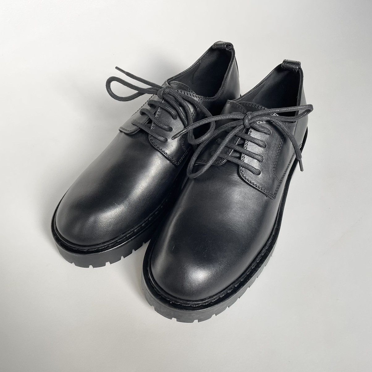 Ann Demeulemeester Black Leather Commando Sole Derbies Size US 7 / IT 37 - 3 Thumbnail