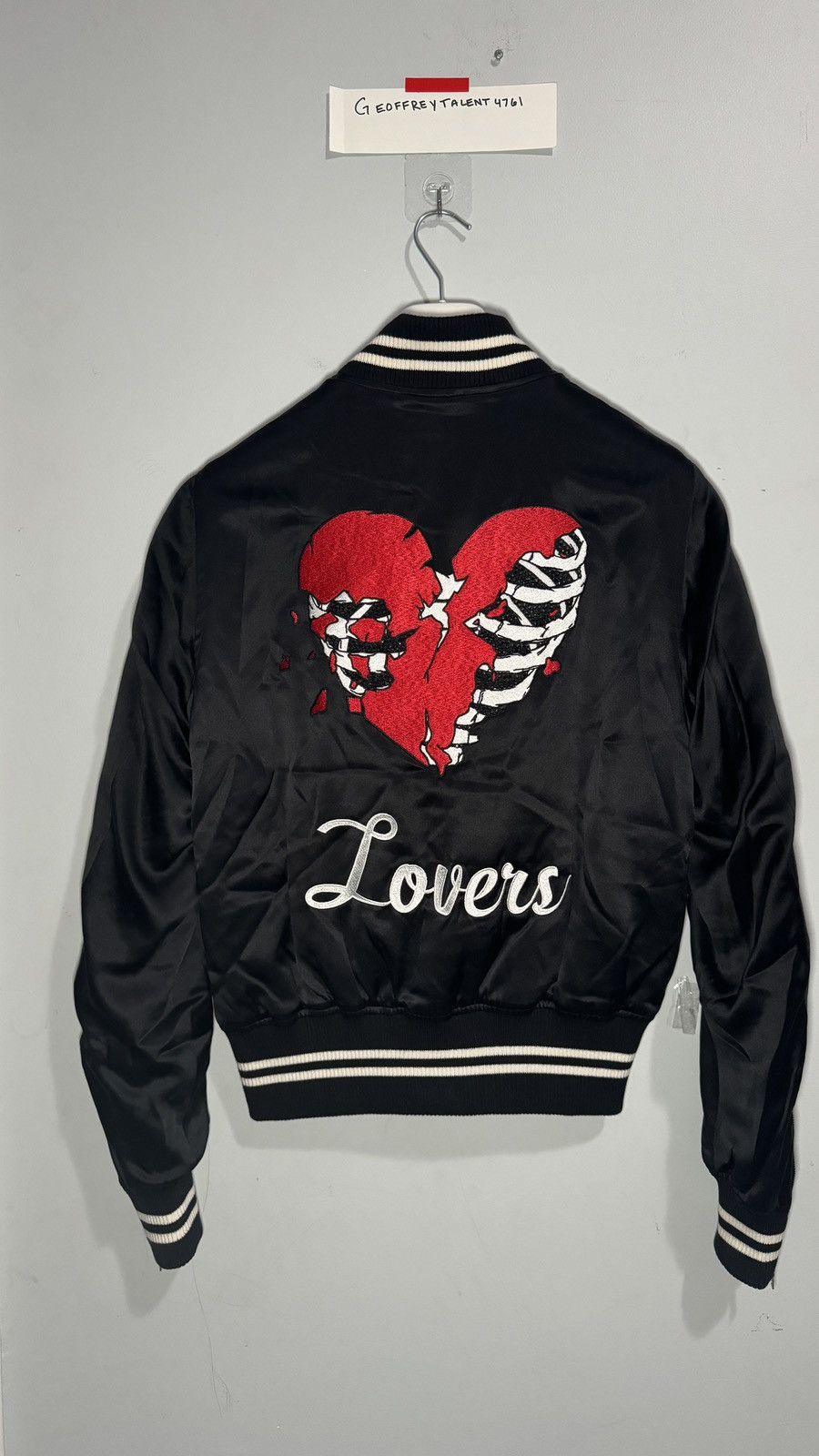 Amiri AMIRI “Lovers” Satin Varsity Jacket - Black - Size Medium Size US M / EU 48-50 / 2 - 3 Thumbnail