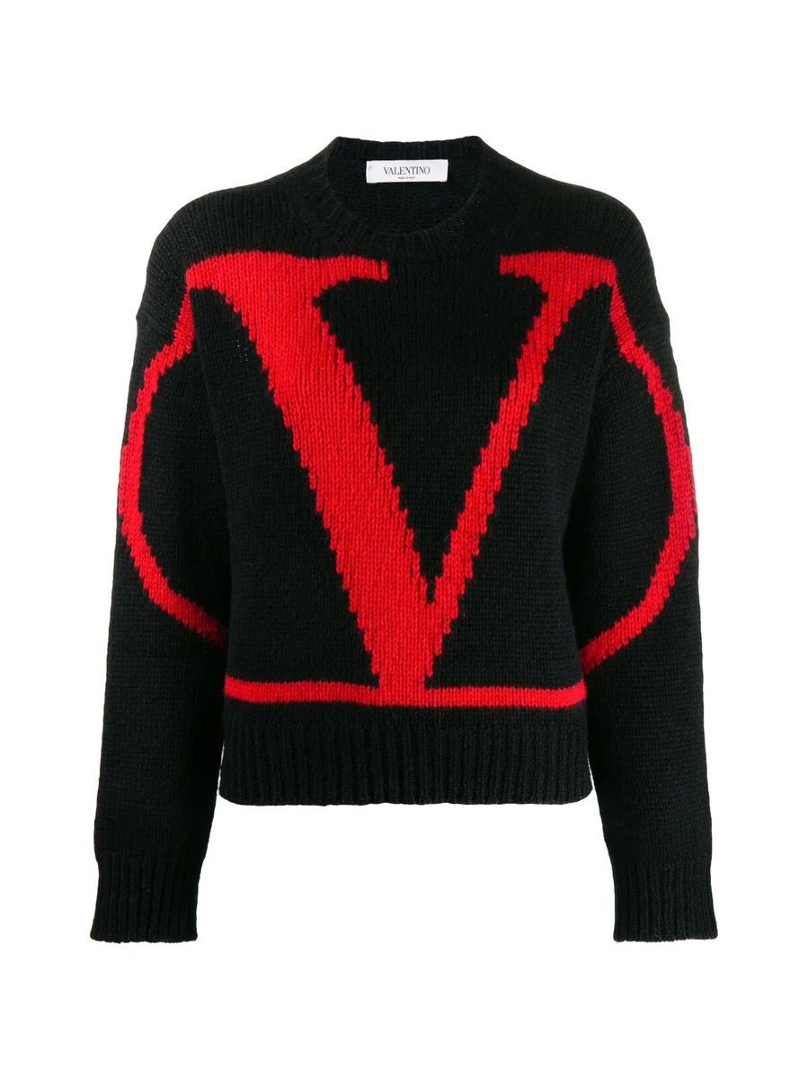 Valentino 🇮🇹 Valentino V Red Logo Wool Alpaca Sweater Rare Retro Size M / US 6-8 / IT 42-44 - 3 Thumbnail