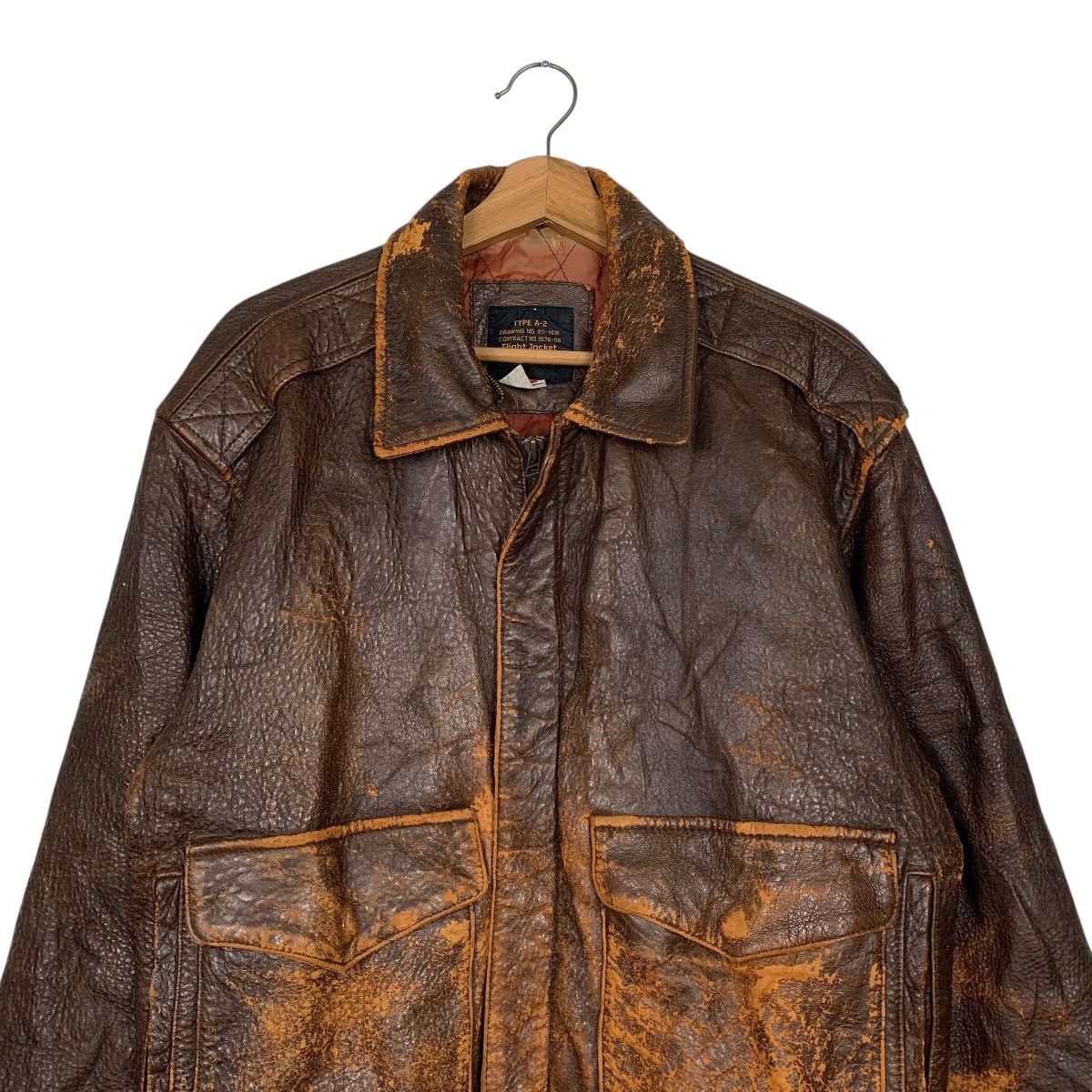 Japanese Brand Type A-2 US Air Force Military Leather Bomber Jacket Size US M / EU 48-50 / 2 - 2 Thumbnail