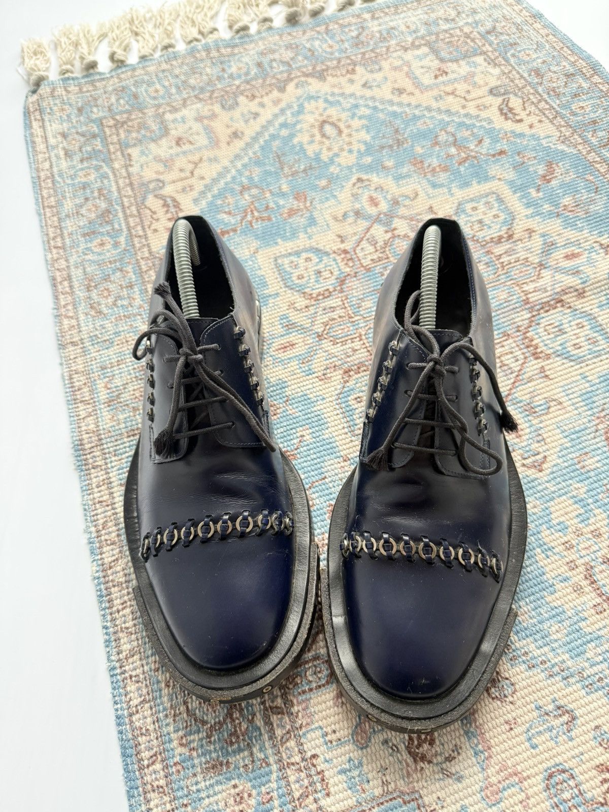 Lanvin Archive 2000s Lanvin Metal LaceUp Oxford Derby Leather Shoes Size US 9 / EU 42 - 2 Thumbnail