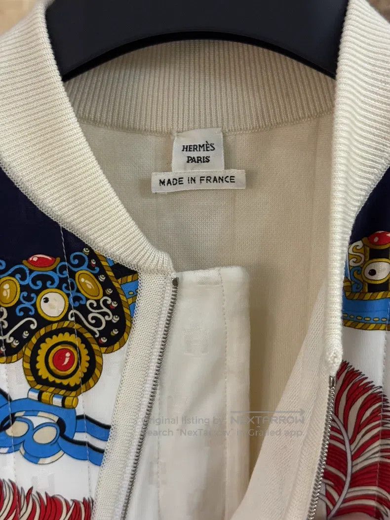 Hermes Hermes White silk and wool blend knitted cardigan Size XS / US 0-2 / IT 36-38 - 3 Thumbnail