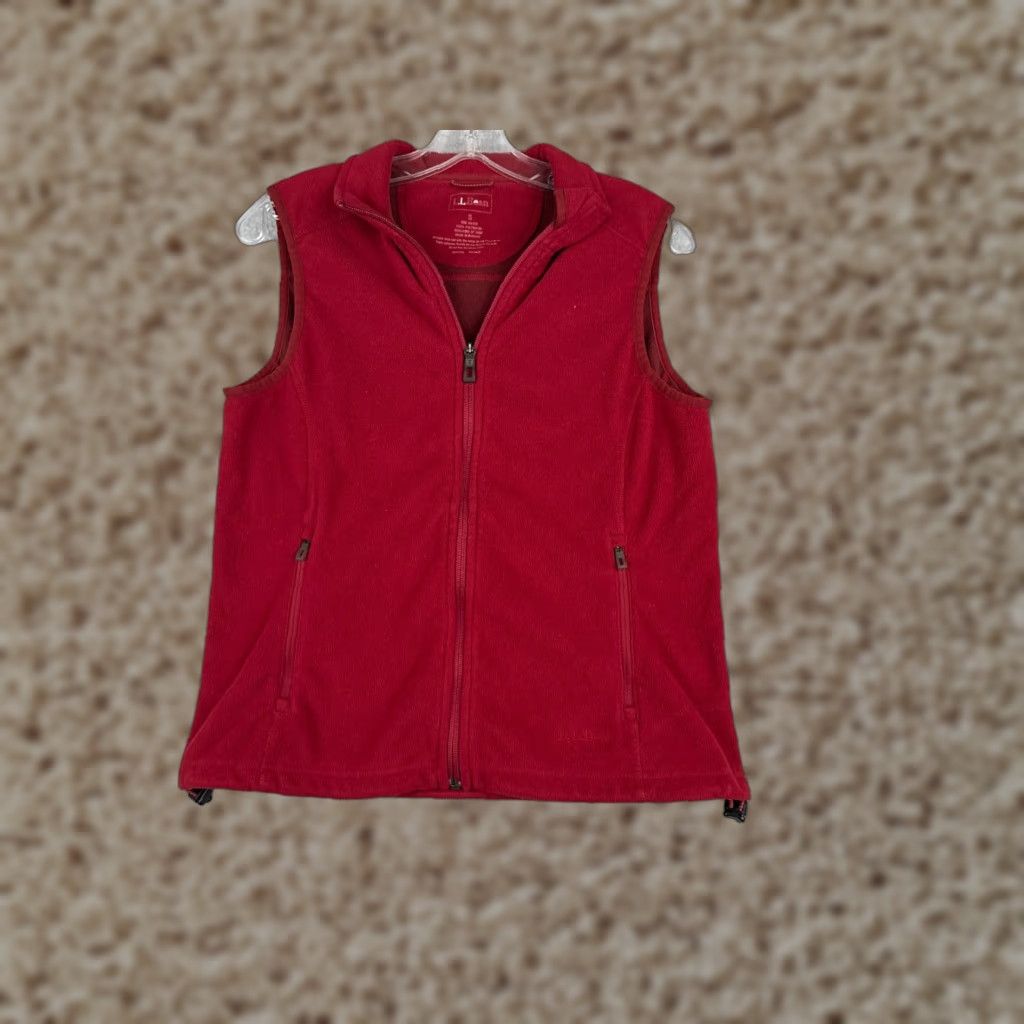 Vintage L.L. Bean Vest Women S Red Full Zip Sleeveless Polyester Fleece Pockets Solid Outdoor American Fall Spring Winter Womens Size S / US 4 / IT 40 - 1 Thumbnail