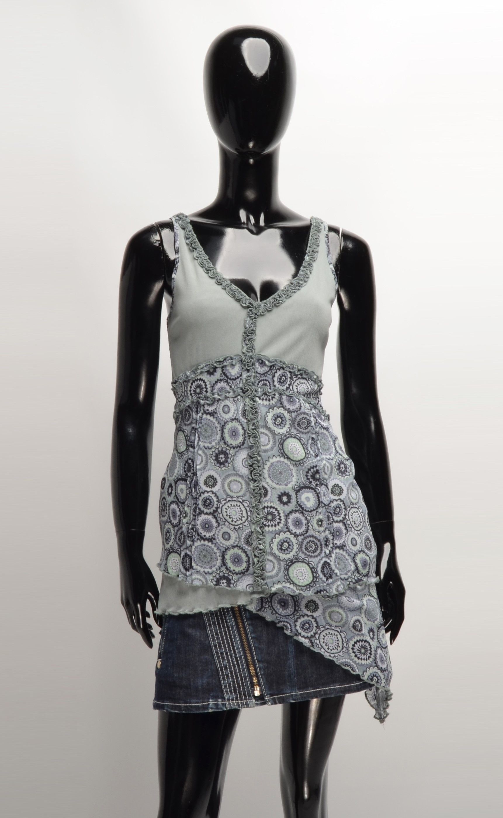 Vintage Vintage Y2K Mesh Floral Asymmetrical Top Tunic Size M / US 6-8 / IT 42-44 - 1 Thumbnail