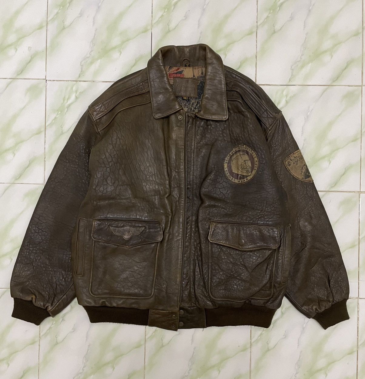 Indian Motorcycle Vintage Indian Motorcycle Flying Tigers Leather Jacket 50s Size US XL / EU 56 / 4 - 6 Thumbnail