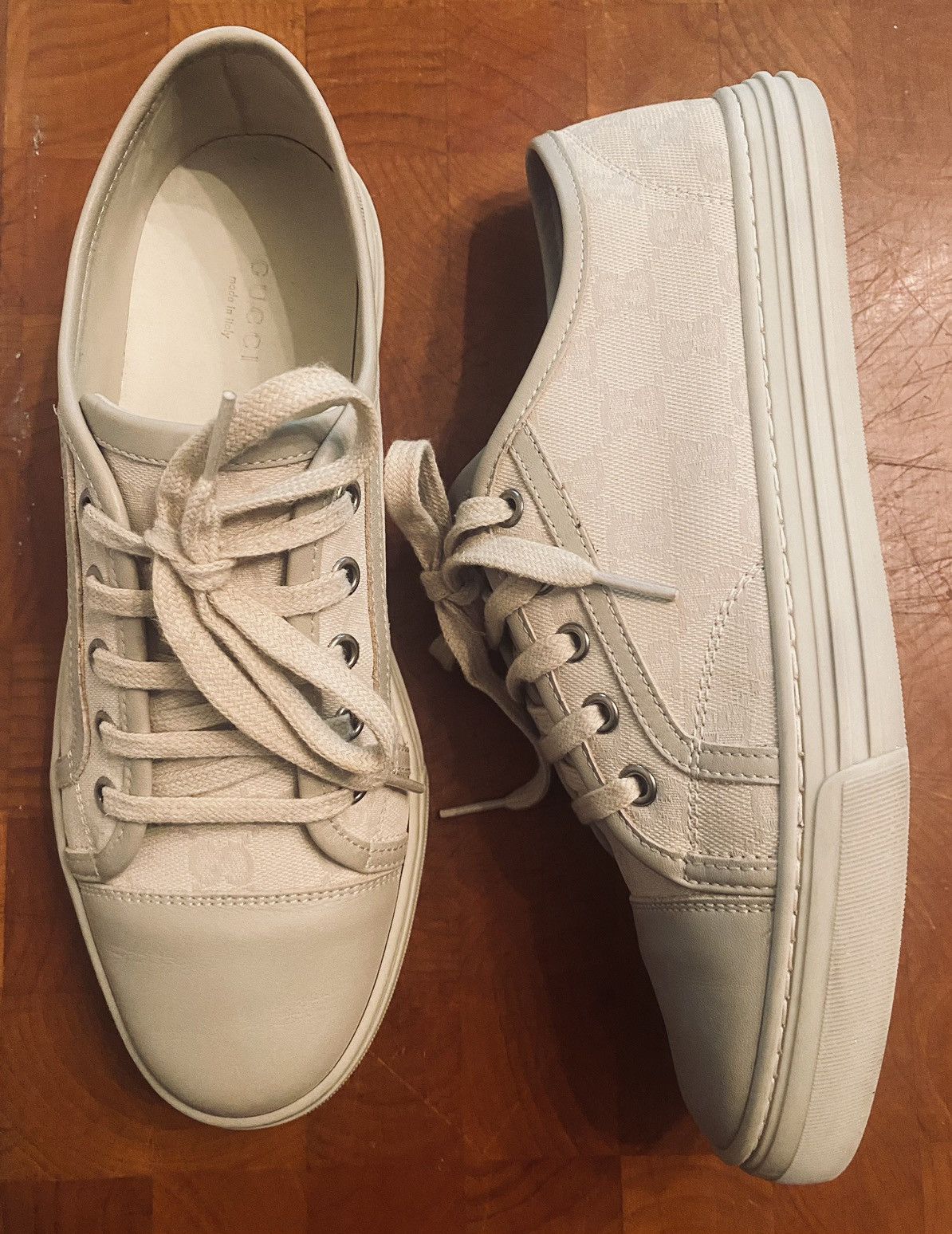 Gucci Gucci 🇮🇹 Women's GG Cement Kanvas/Leather Captoe Sneakers 39 Size US 9 / IT 39 - 15 Thumbnail