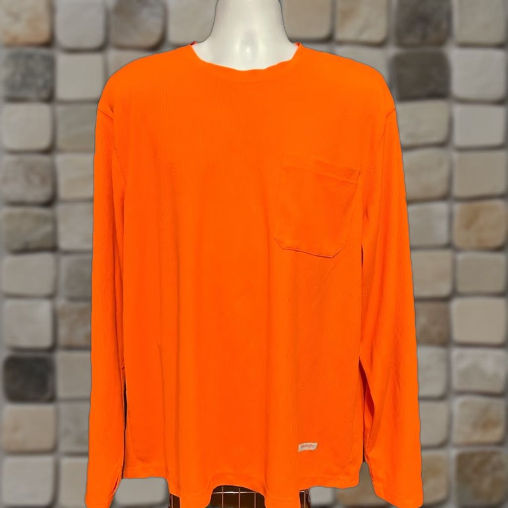 Wrangler VINTAGE Wrangler Long Sleeve Thermal Orange Hunting Safety Men XL Polyester Bright Crew Size US XL / EU 56 / 4 - 1 Thumbnail