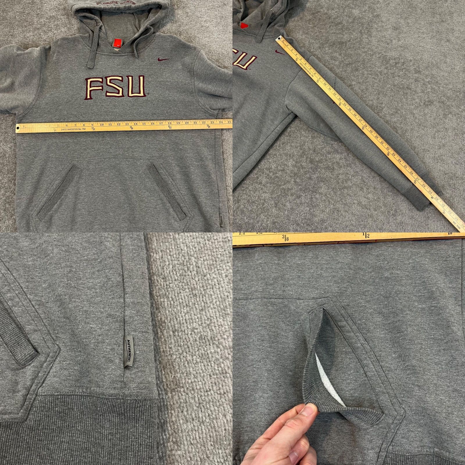 Nike VINTAGE Nike FSU Hoodie Mens S / L Gray Sweatshirt VTG Florida State University Swoosh Pullover Hooded Size US S / EU 44-46 / 1 - 8 Thumbnail