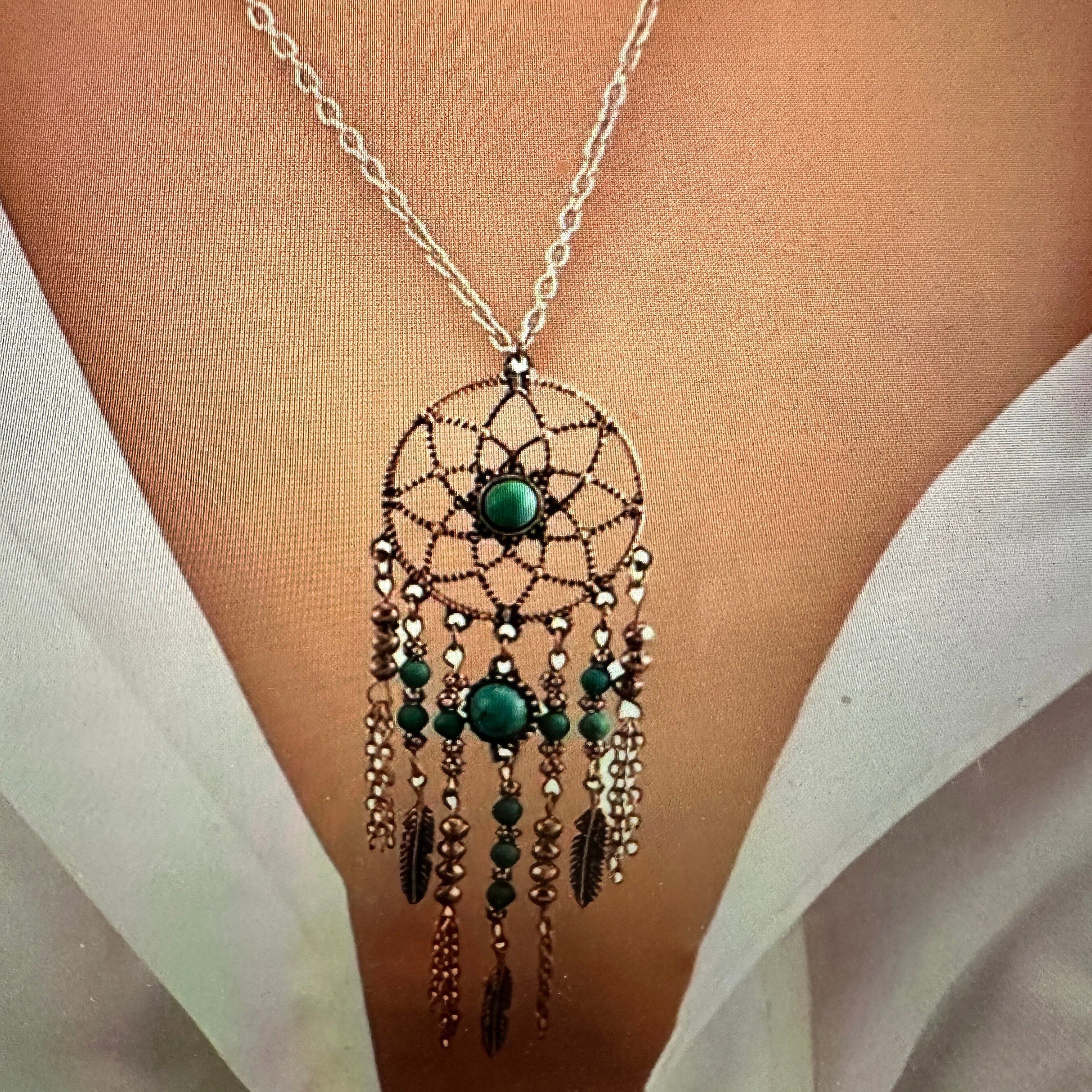 Other Turquoise Dream Catcher Tassel Necklace - Bohemian Native Am Size ONE SIZE - 1 Thumbnail
