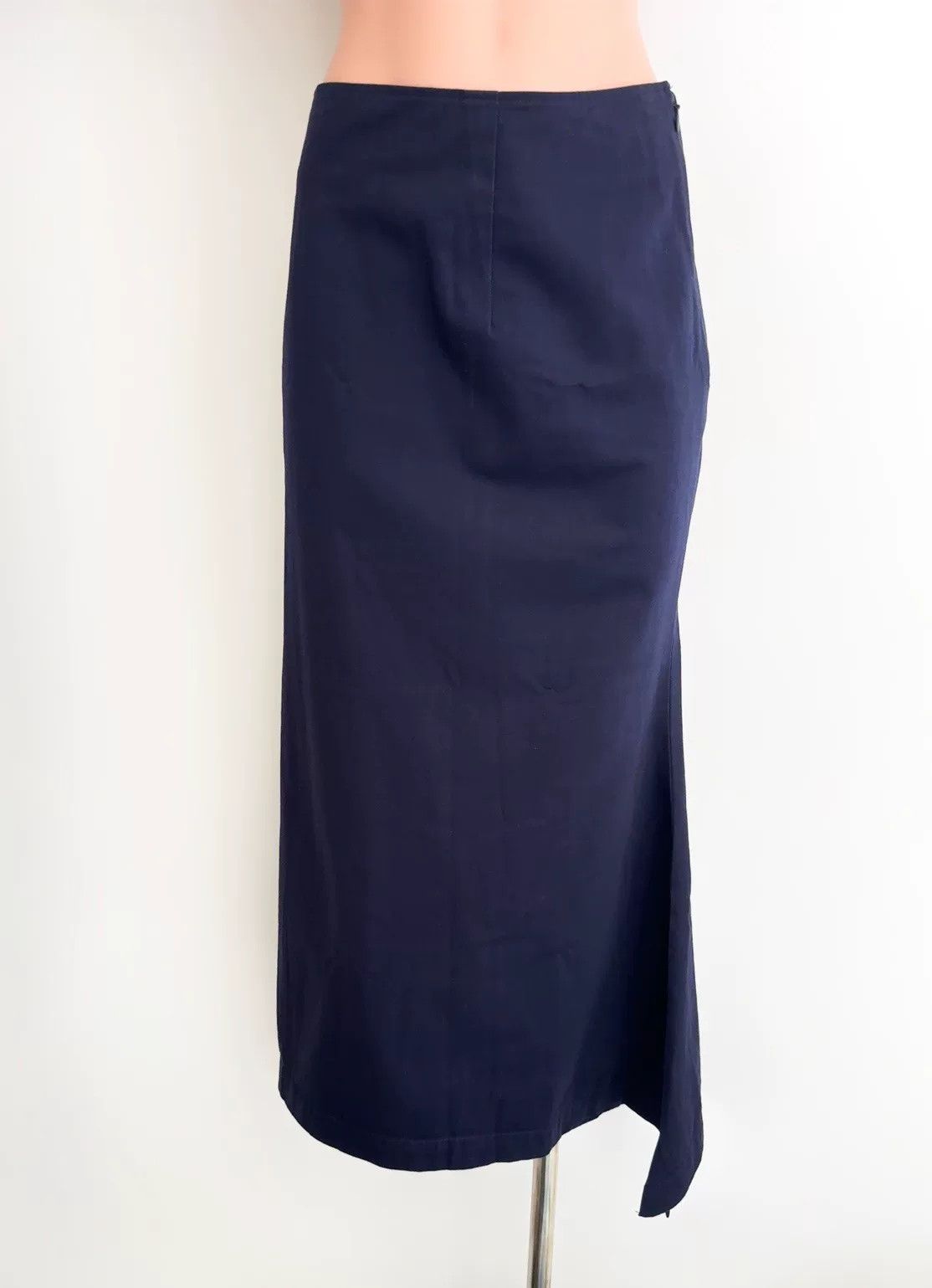 Yohji Yamamoto Deep Blue Asymmetrical Midi Skirt Size 25" / US 0 / IT 36 - 1 Thumbnail