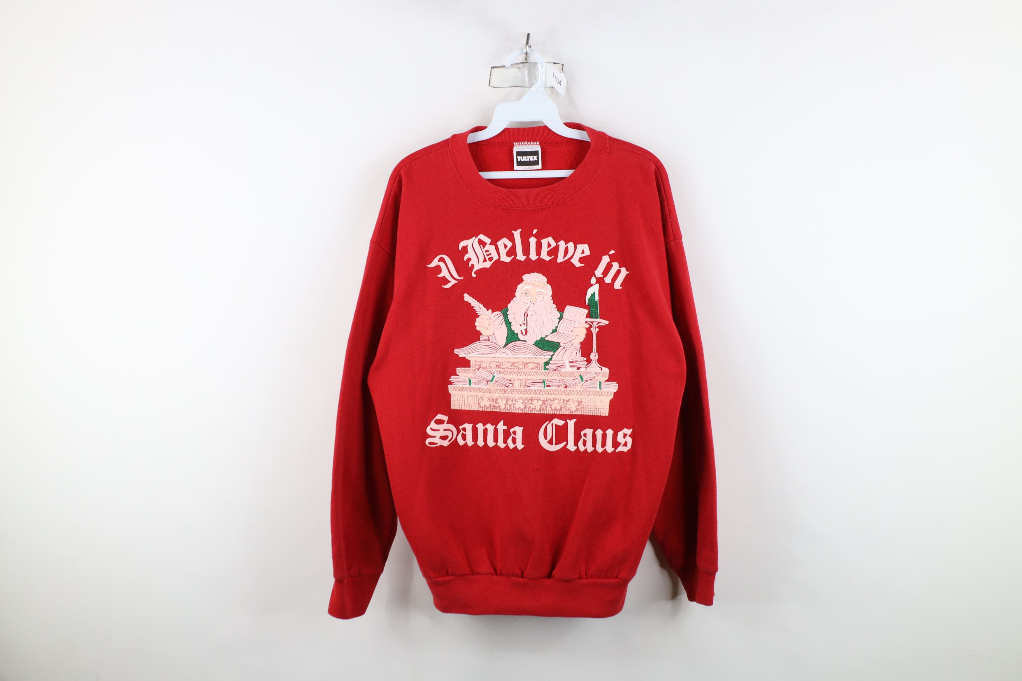 Vintage Vintage 90s Believe In Santa Claus Christmas Sweatshirt USA Size XL / US 12-14 / IT 48-50 - 1 Thumbnail