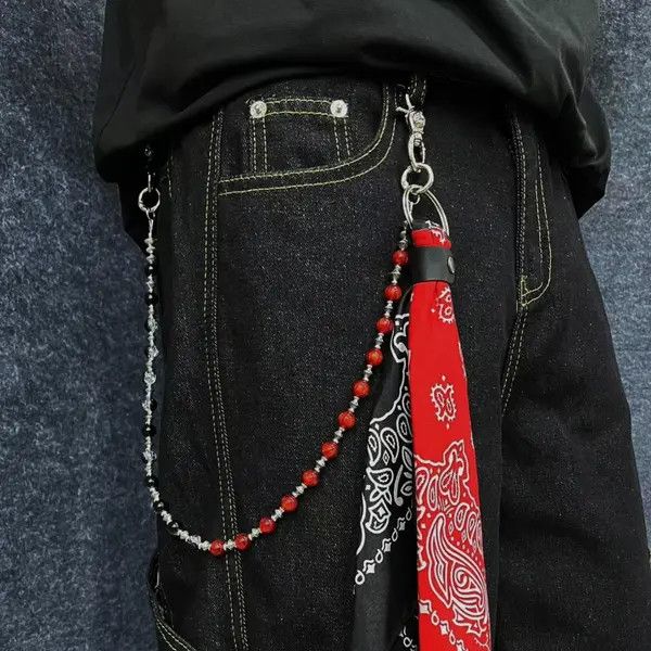 Jewelry Beaded Wallet Chain with Bandana Holder Size ONE SIZE - 6 Thumbnail