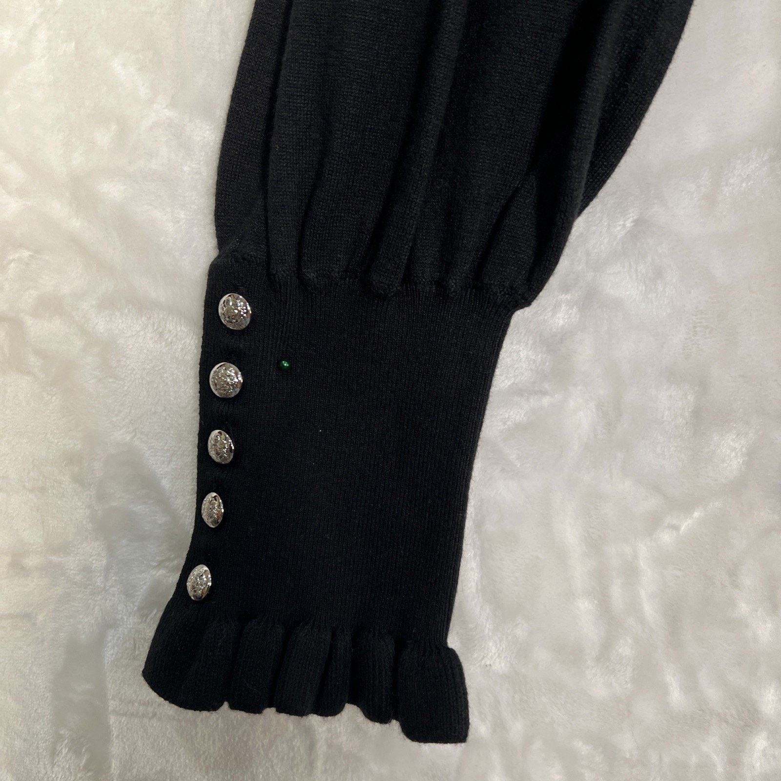 Lauren Ralph Lauren Black Label Ralph Lauren Women's Black Top Silver Buttons Size XL / US 12-14 / IT 48-50 - 3 Thumbnail