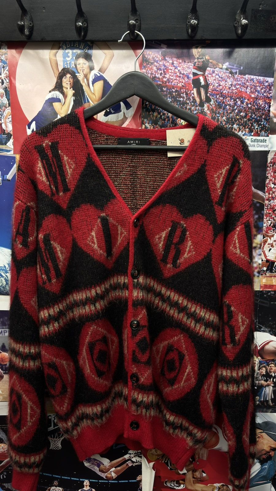Amiri Amiri Heart Intarsia Cardigan Knit Designer Pullover Size US L / EU 52-54 / 3 - 1 Thumbnail