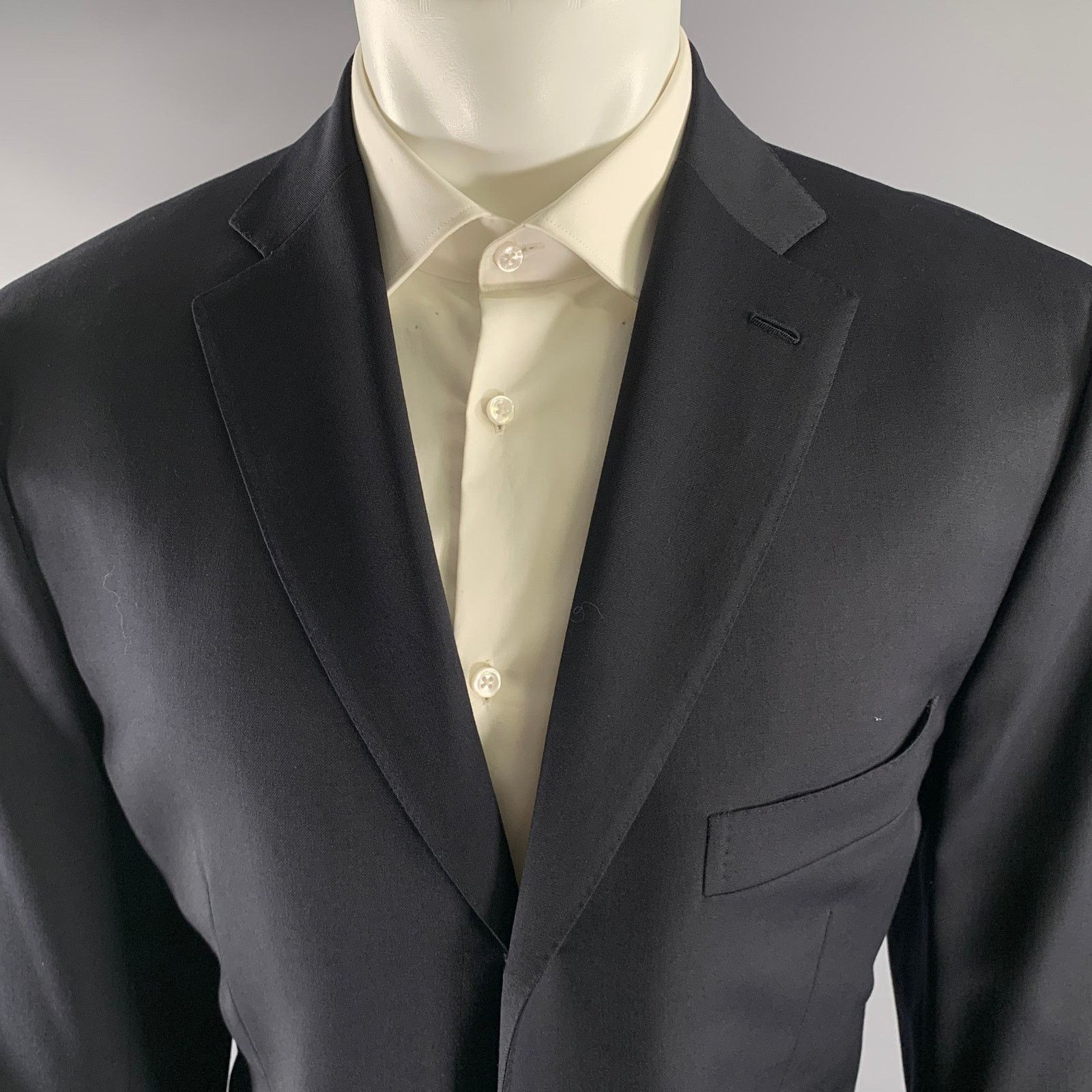 Isaia ISAIA Size 42 Black Wool Notch Lapel Sport Coat Size 42R - 2 Thumbnail