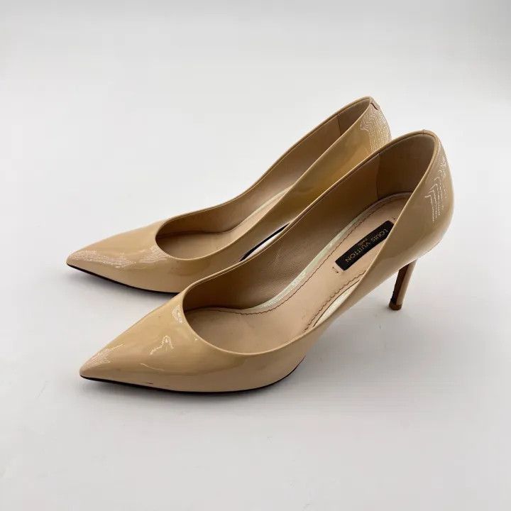 Louis Vuitton Louis Vuitton Beige Patent Leather High Heels -2508 Size US 7 / IT 37 - 1 Thumbnail