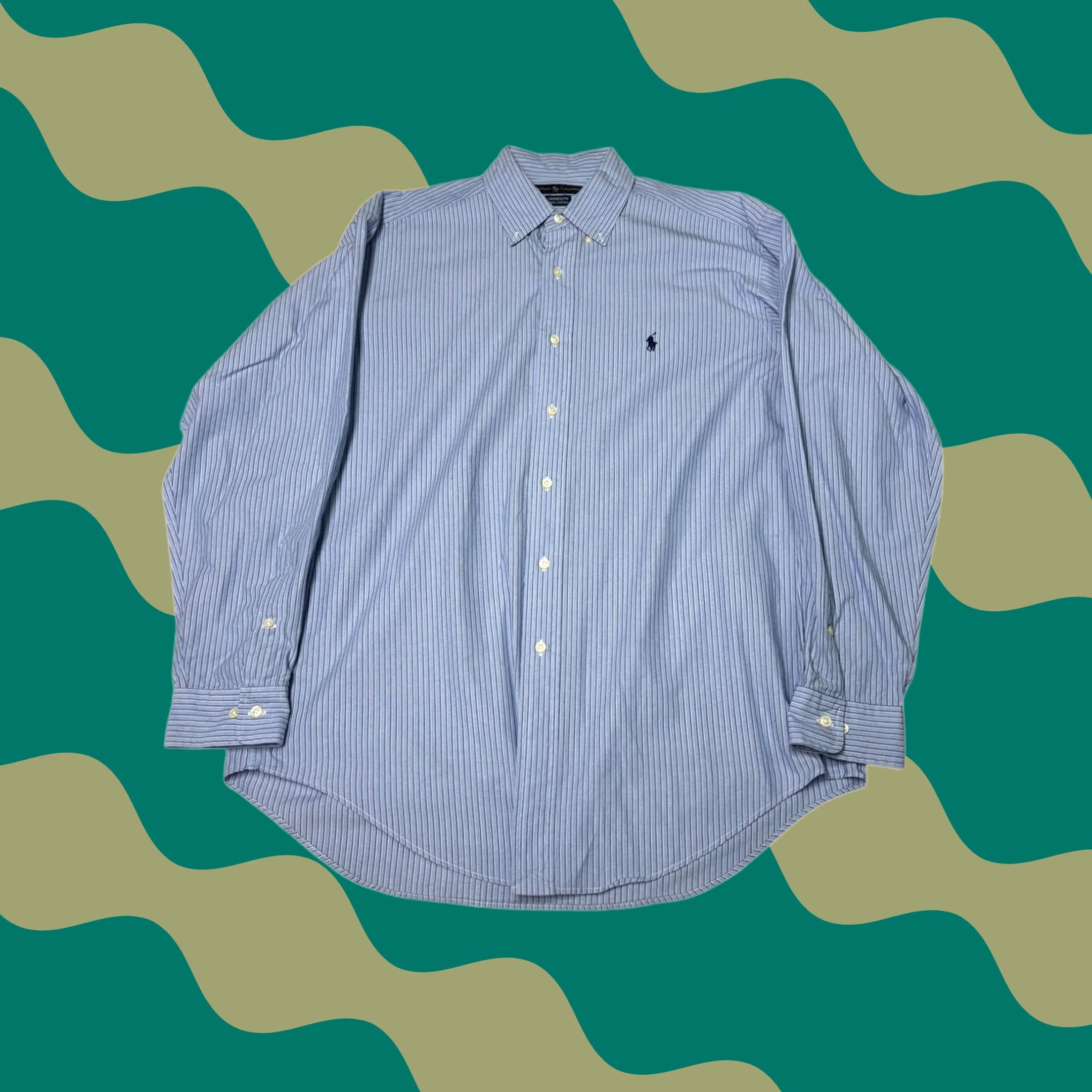 Ralph Lauren Ralph Lauren Yarmouth Button-Down Shirt Blue Stripe Classic Fit Mens Size 16 Button-Down Dress Shirt Cotton 16 in Neck Long Sleeve Size US L / EU 52-54 / 3 - 1 Thumbnail
