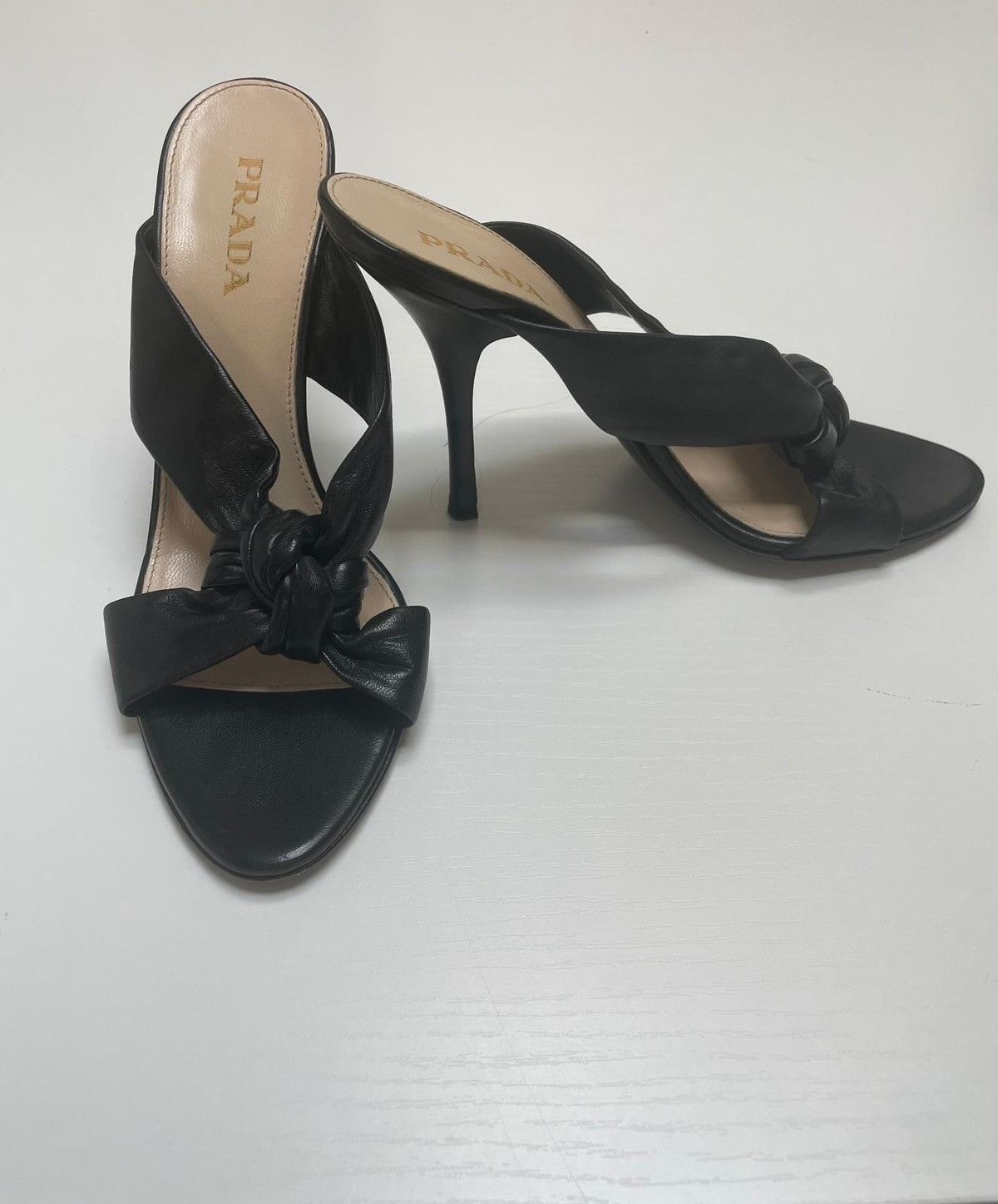 Prada Black soft leather slip-on Prada heels Size US 8.5 / IT 38.5 - 1 Thumbnail