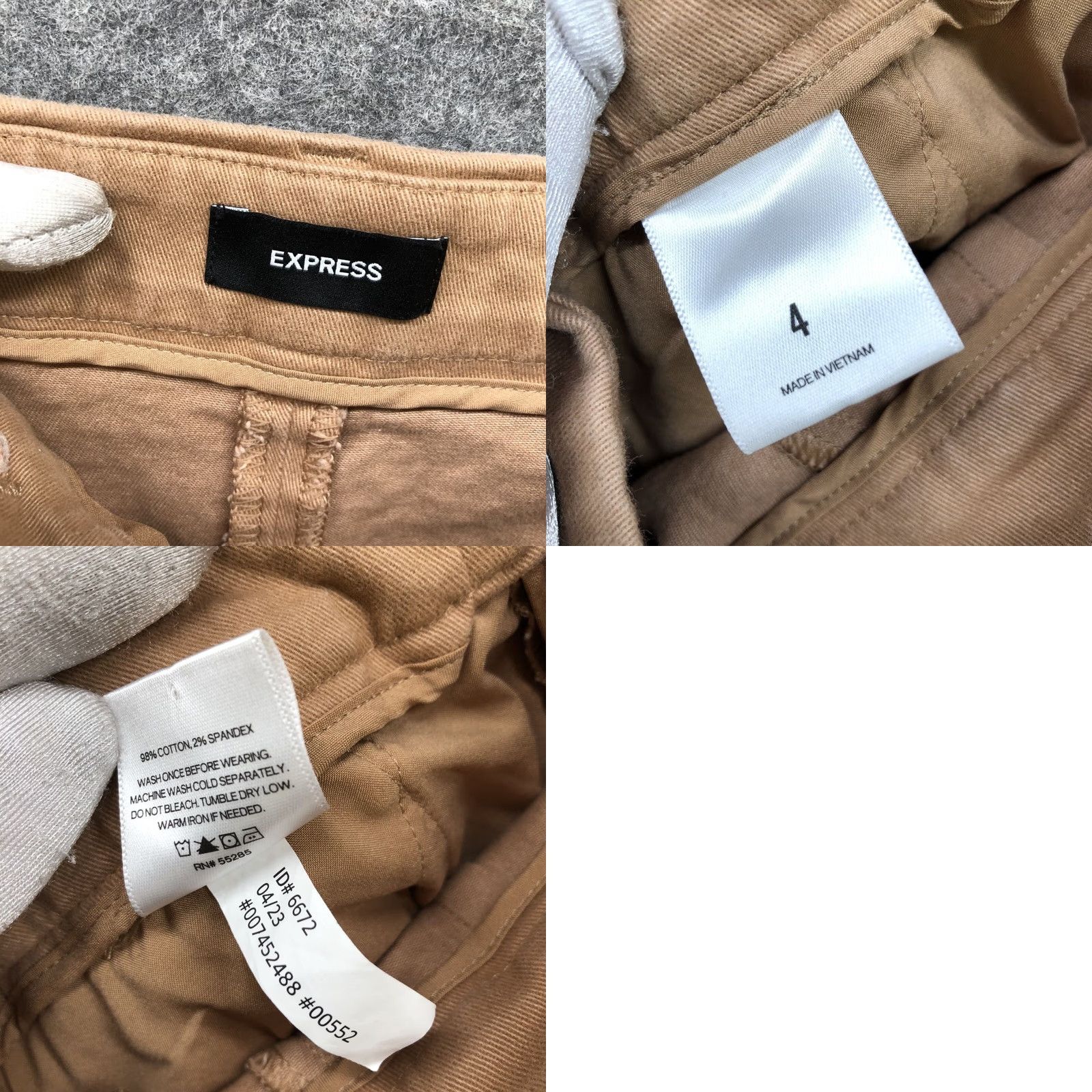 Express Express Cargo Jogger Pants Womens 4 Tan Baggy High Rise Drawstring Cargo Style Wide-Leg Pants Women's 4 Brown Cotton Blend Size 27" / US 4 / IT 40 - 8 Thumbnail