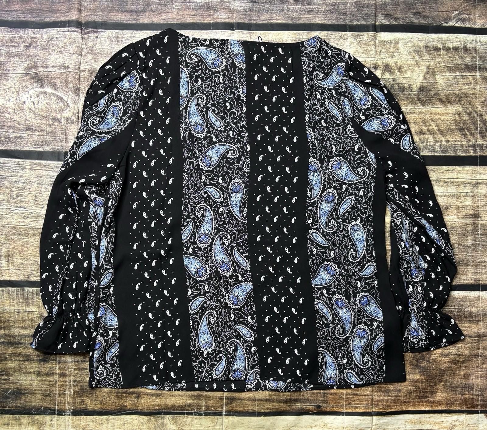 Elie Tahari Tahari Top Womens Large Paisley Colorblock Flutter $68 Size L / US 10 / IT 46 - 3 Thumbnail