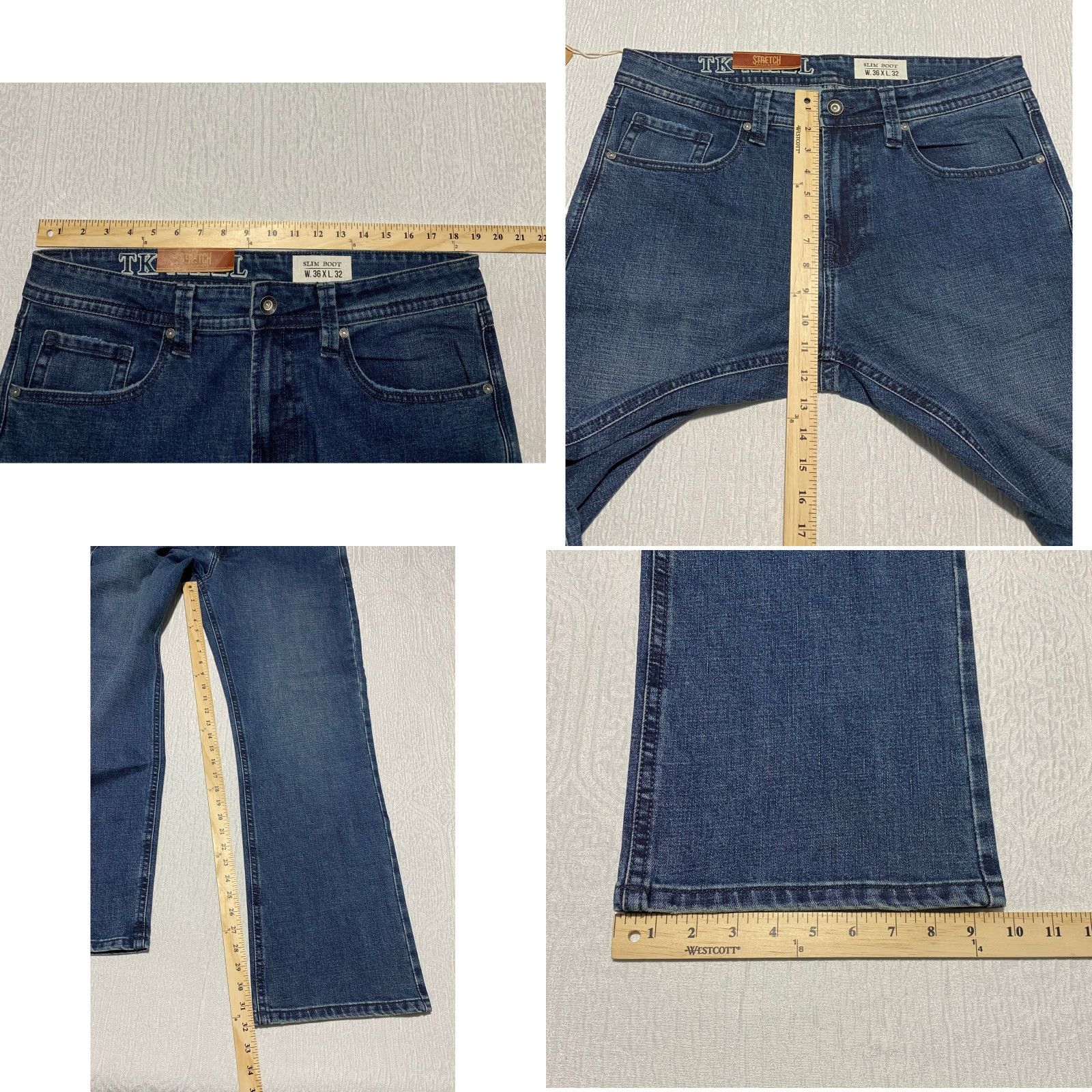Vintage Axel Jeans Bootcut Slim Mens 36x32 Blue Stretch Denim Regular 5-Pocket Button Zip Slim Fit Men’s Jeans Size US 36 / EU 52 - 8 Thumbnail