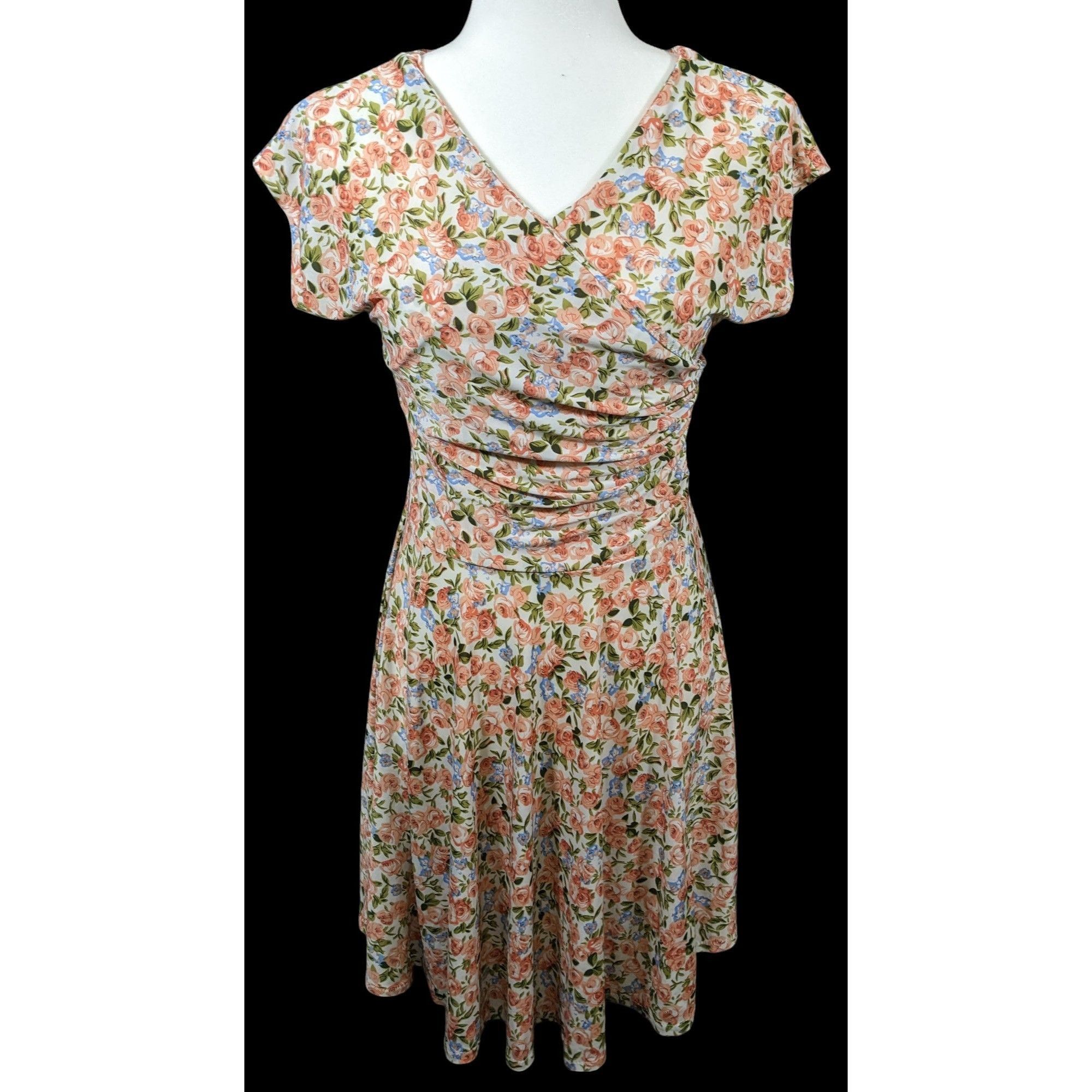 Other Retro Floral Coquette Faux Warp Casual Dress Size L / US 10 / IT 46 - 1 Thumbnail