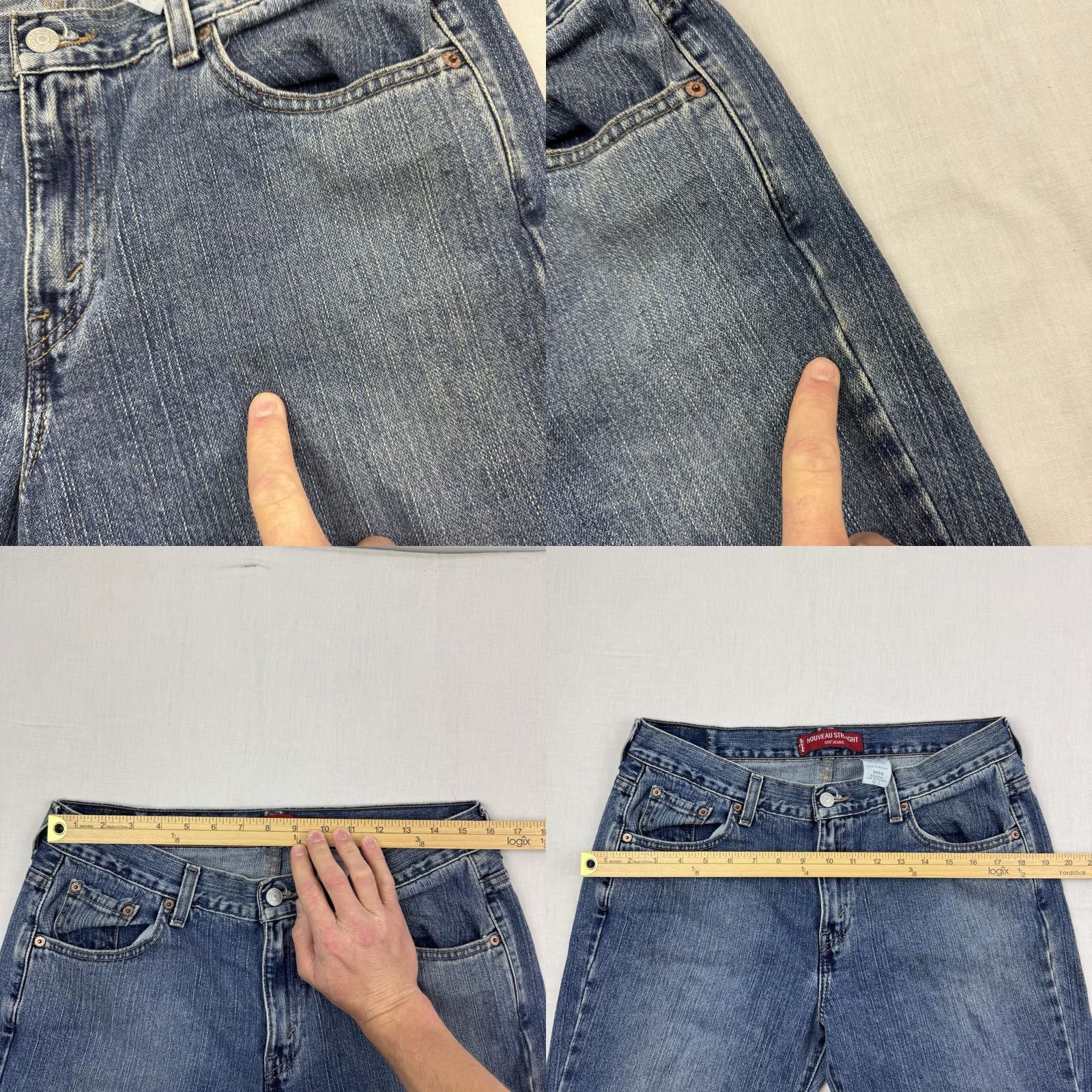 Levi's VINTAGE Levi's 505 Nouveau Straight Jeans Womens 12L 100% Cotton Hipster Y2K Blue Jeans 33.5in Womens Size 34" / US 12 / IT 48 - 8 Thumbnail
