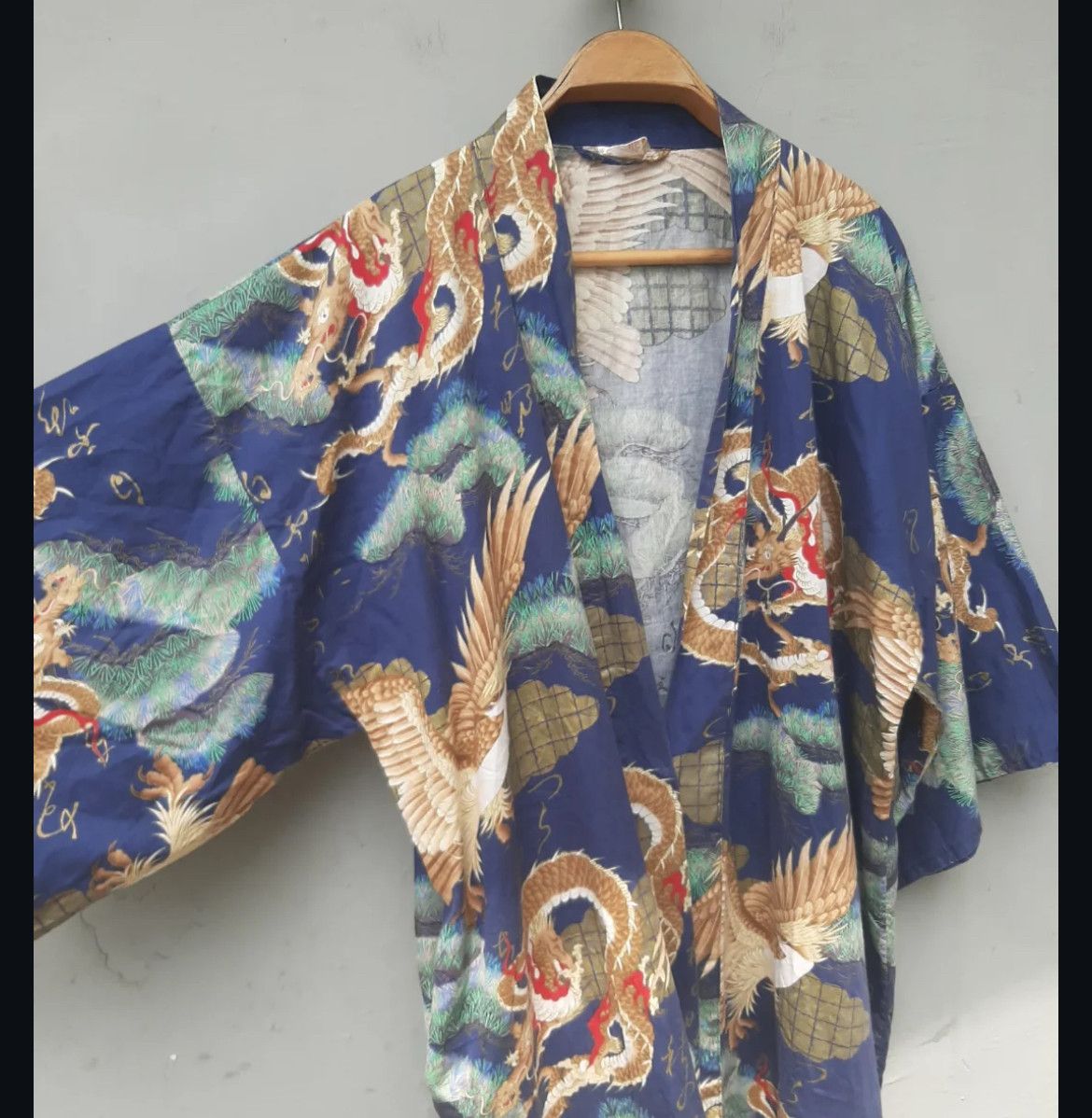 Japanese Brand 2000s Sakurai Shoji Kimono Dragon Eagle Sateen Robe Cotton Size US XL / EU 56 / 4 - 3 Thumbnail