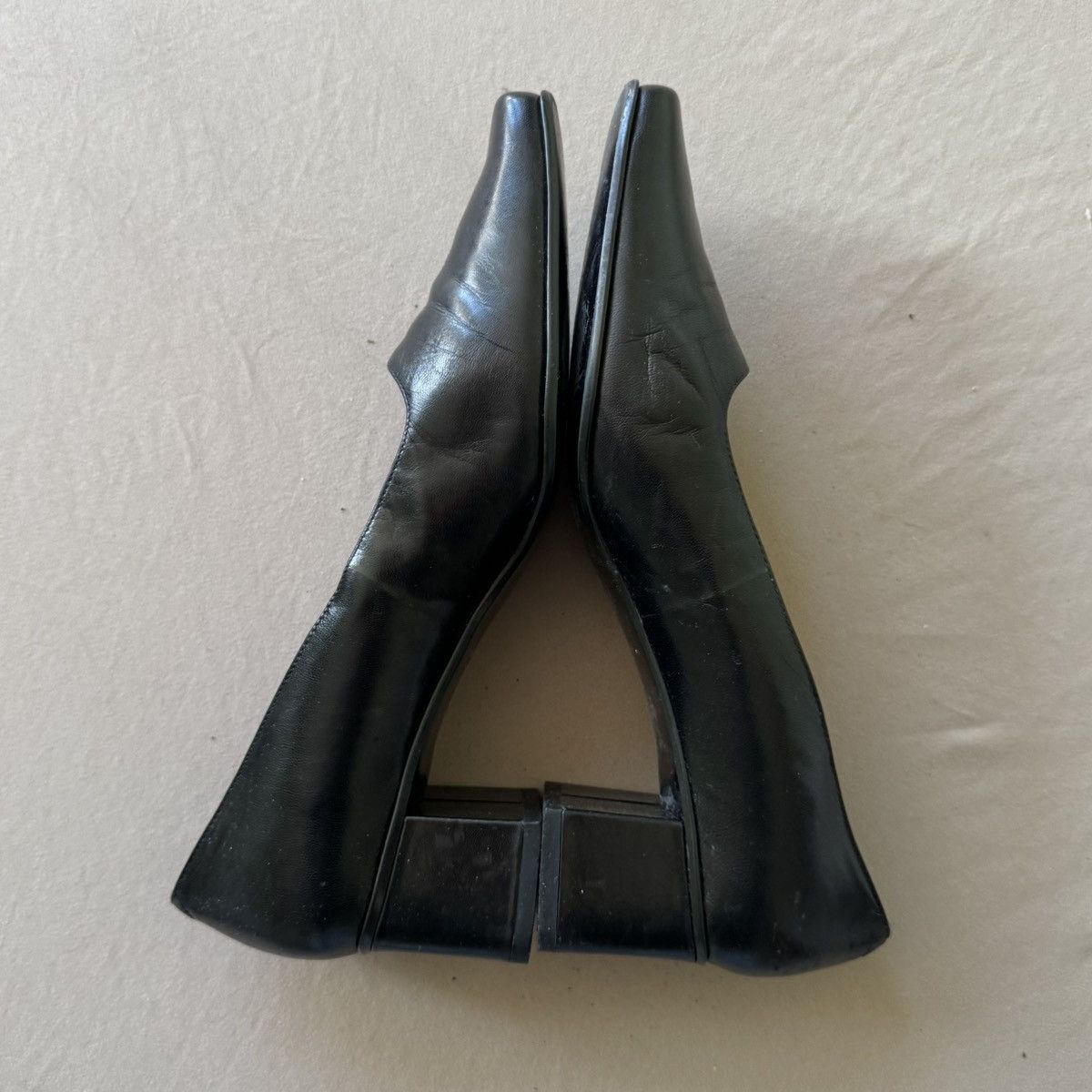 Nine West Vintage Nine West MAURGAN Black leather square toe pumps Size US 7.5 / IT 37.5 - 2 Thumbnail