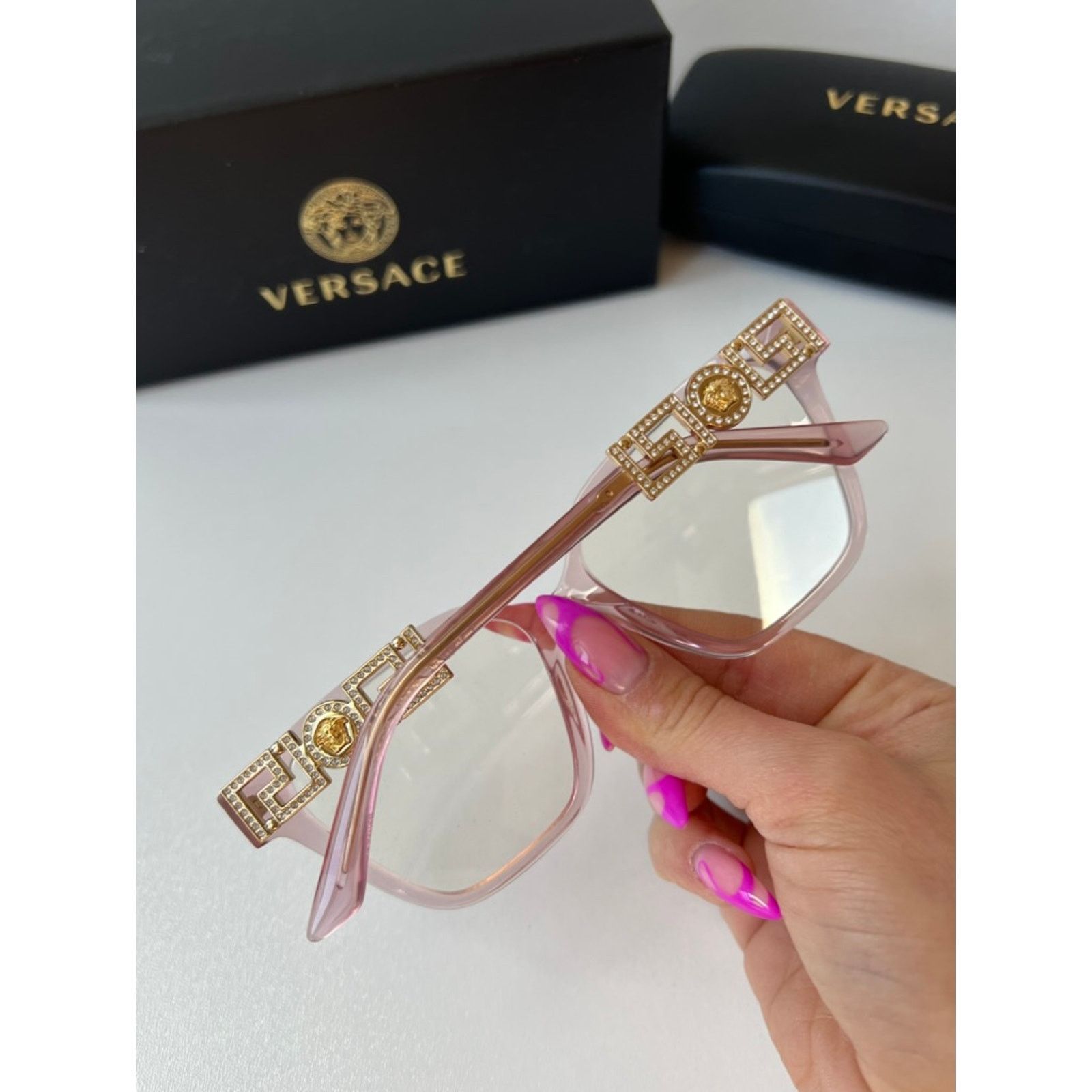 Versace NEW Versace VE3358-B Pink Crystal Strass Oversized Frames Size ONE SIZE - 4 Thumbnail