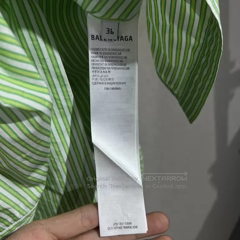 Balenciaga Balenciaga White and Green Striped Shirt Size XS / US 0-2 / IT 36-38 - 5 Thumbnail