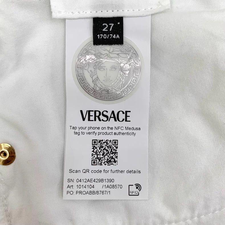 Versace Versace White leather logo casual trousers Size 27" / US 4 / IT 40 - 7 Thumbnail