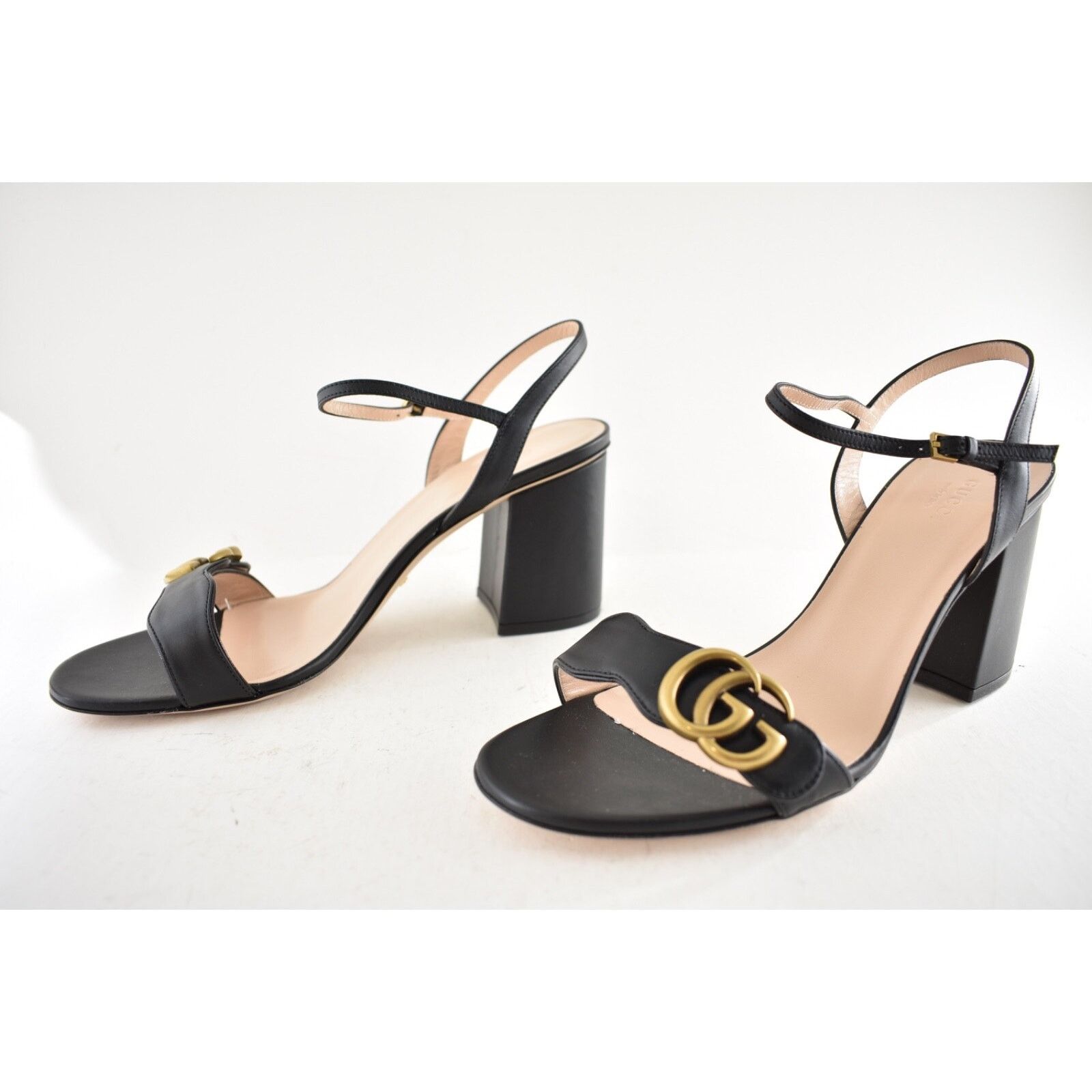 Gucci Gucci Marmont Black Leather Gold GG Logo Block Heel Ankle Size US 10 / IT 40 - 10 Thumbnail
