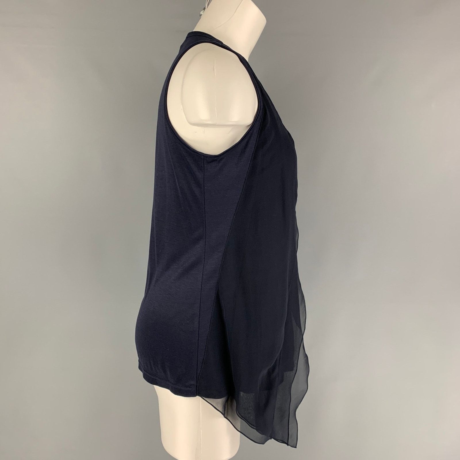 Other J.MENDEL Size 4 Navy Silk Mixed Fabrics Tank Dress Top Size S / US 4 / IT 40 - 2 Thumbnail