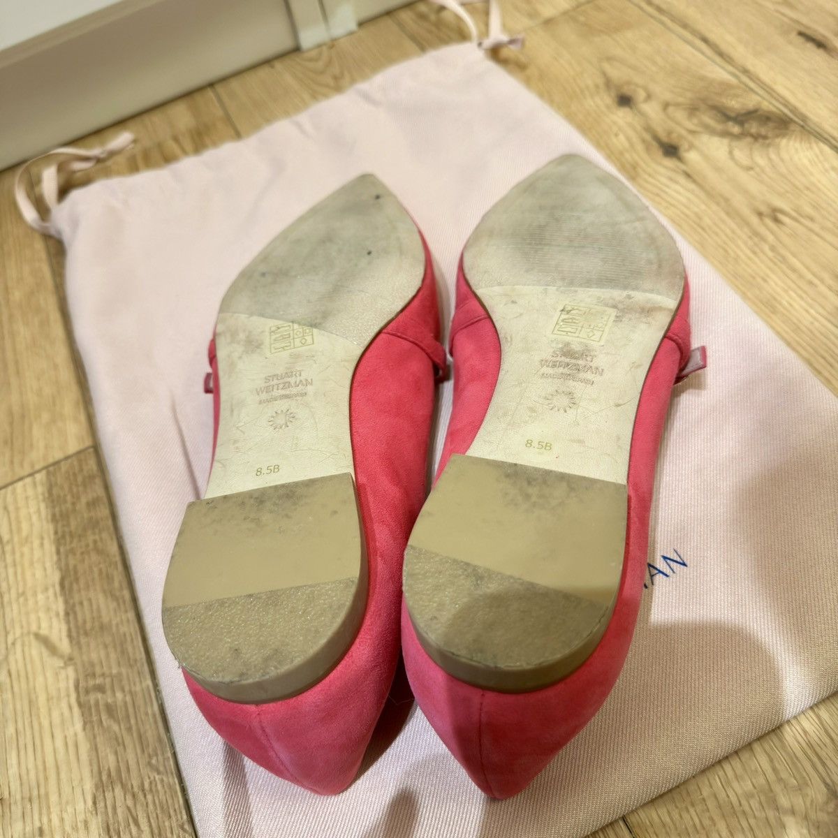 Stuart Weitzman STUART WEITZMAN Pink Crystal Buckle Suede Flat, US8.5, EU39 Size US 8.5 / IT 38.5 - 5 Thumbnail